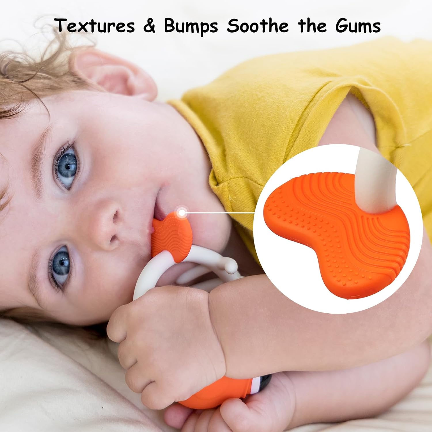Mombella Clownfish – Juguetes mordedores para bebés, juguetes de dentición para bebés de 0, 3, 6, 12 meses con clip, mordedores de silicona suave y