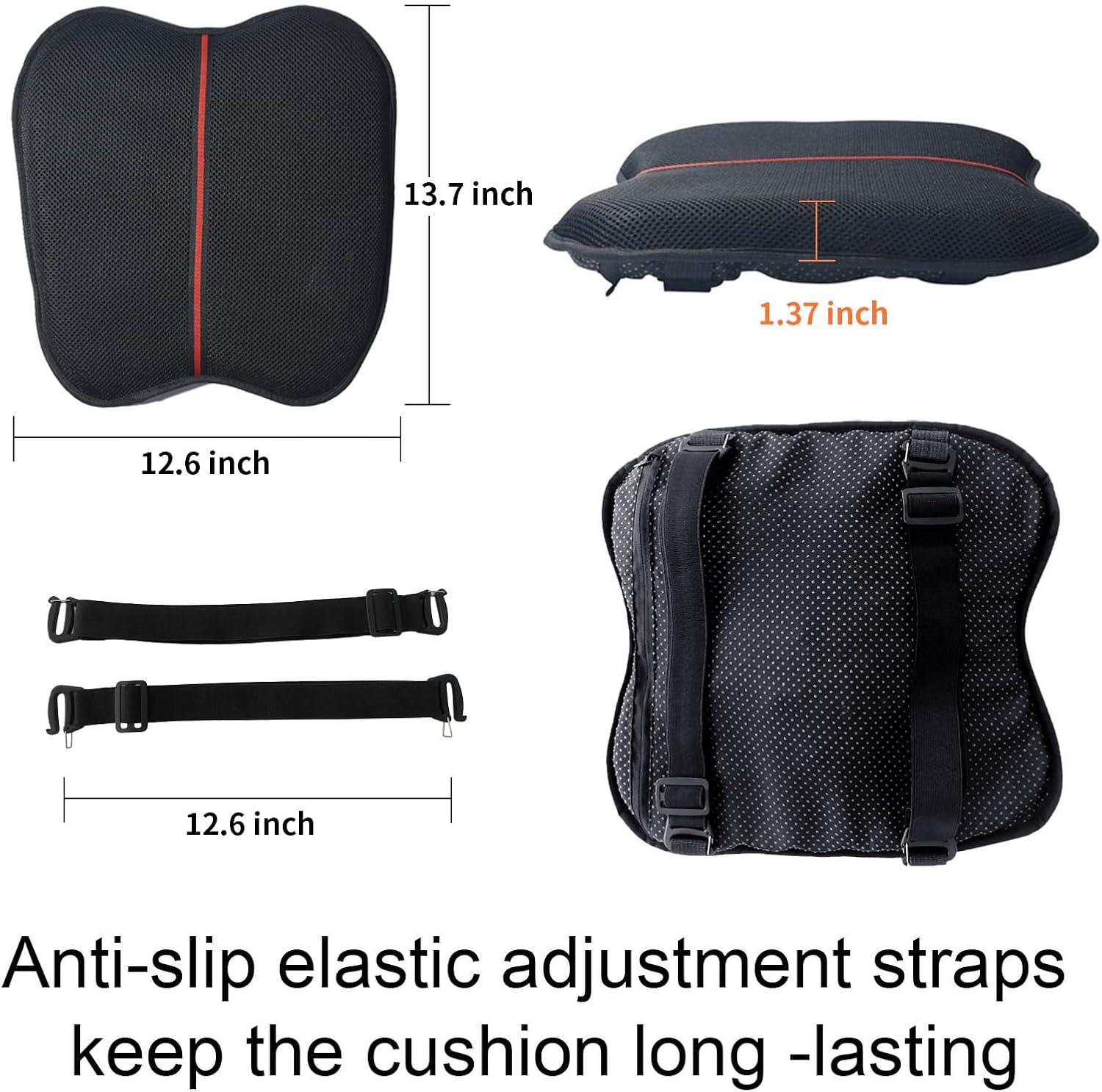 Cojín de asiento de gel para motocicleta con almohadilla de asiento, funda de asiento grande de panal 3D, transpirable, absorción de impactos que