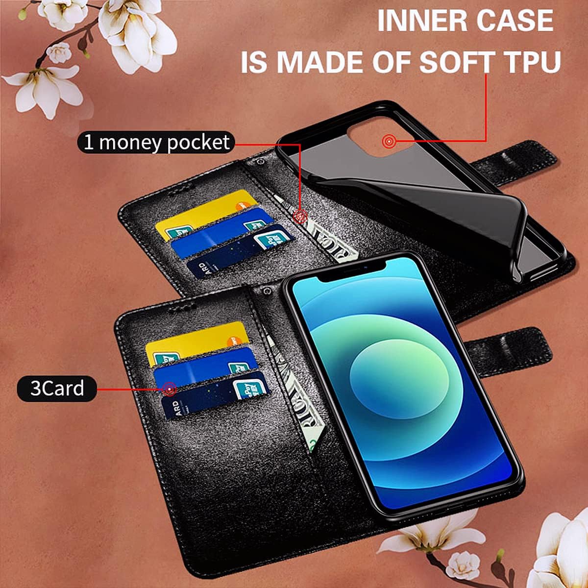 Funda de piel sintética con función atril y tapa abatible para Apple iPhone 5S 6S 7 8 Plus SE XR XS 11 12 13 Pro Max, personaliza la imagen en la