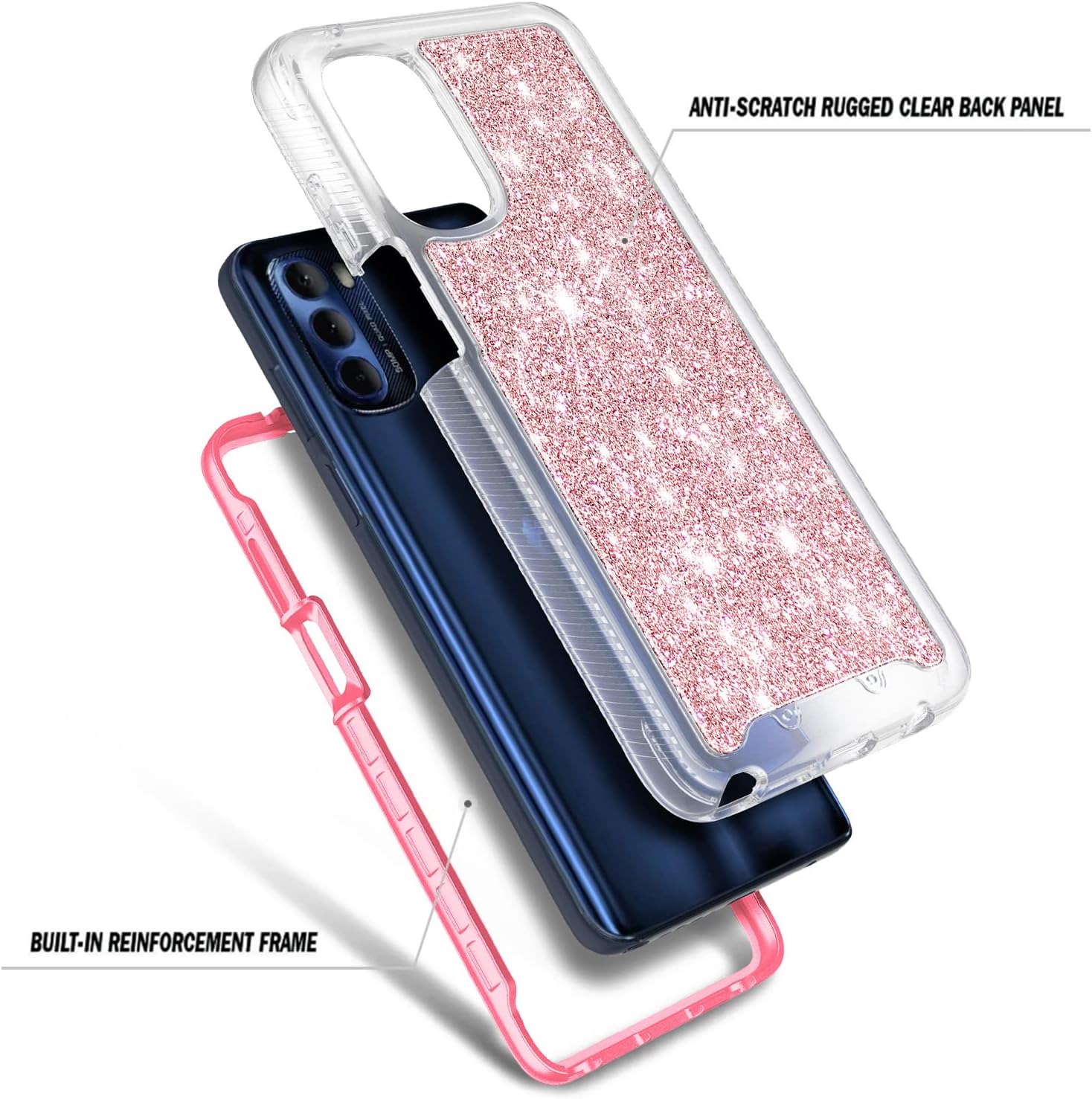 NZND Funda compatible con Moto G Stylus 5G 2022 no compatible con 4G con protector de pantalla integrado, funda protectora de cuerpo completo a
