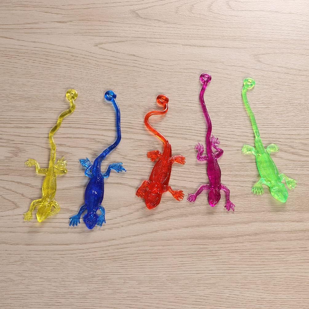 STOBOK Lagarto pegajoso, 24 piezas de juguetes pegajosos divertidos de lagarto de manos pegajosas, figuras de lagarto de gecko, juguetes elásticos