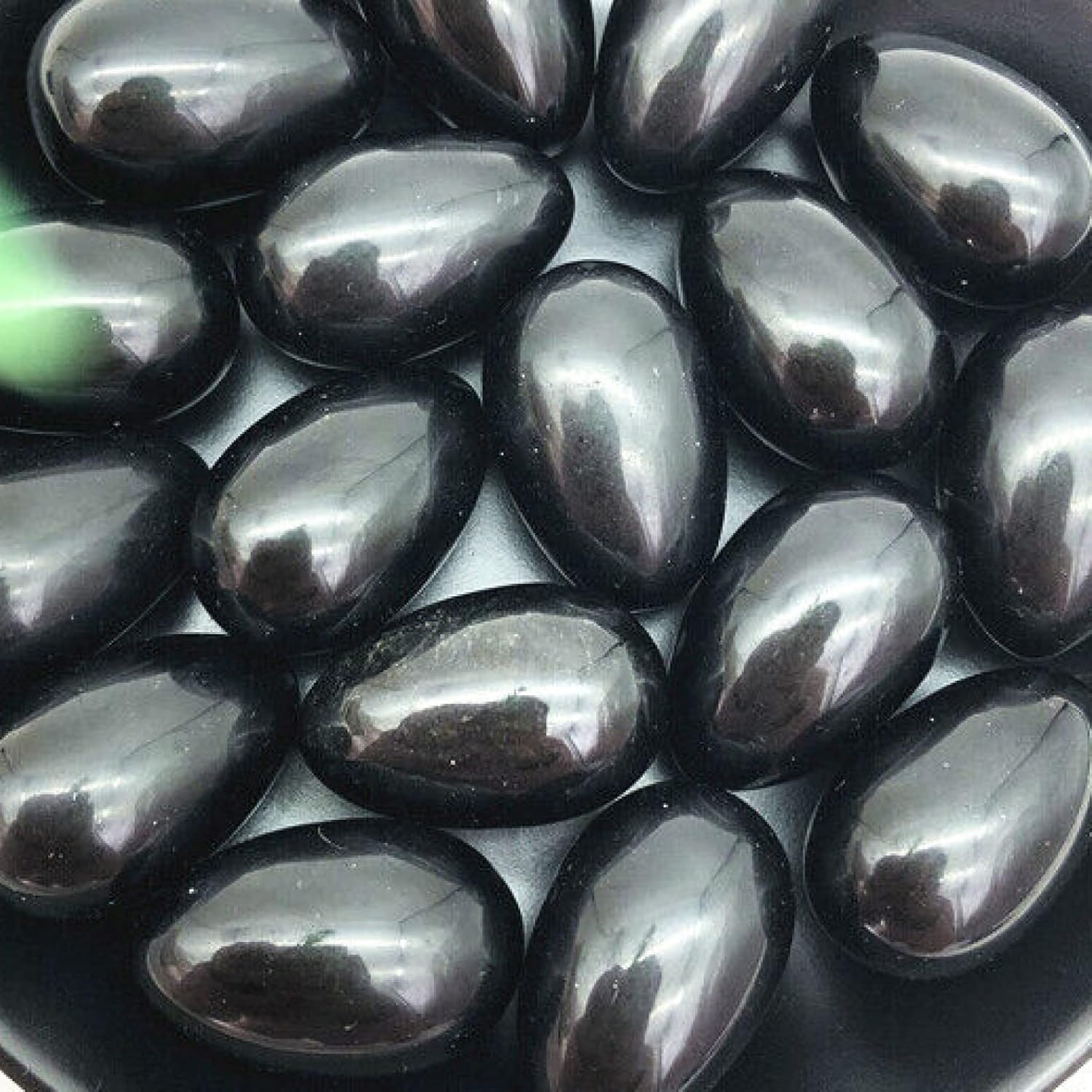 Huevos de piedras preciosas de cristal, piedra de cristal natural de obsidiana negra en forma de huevo de terapia de masaje de chakras, curación de