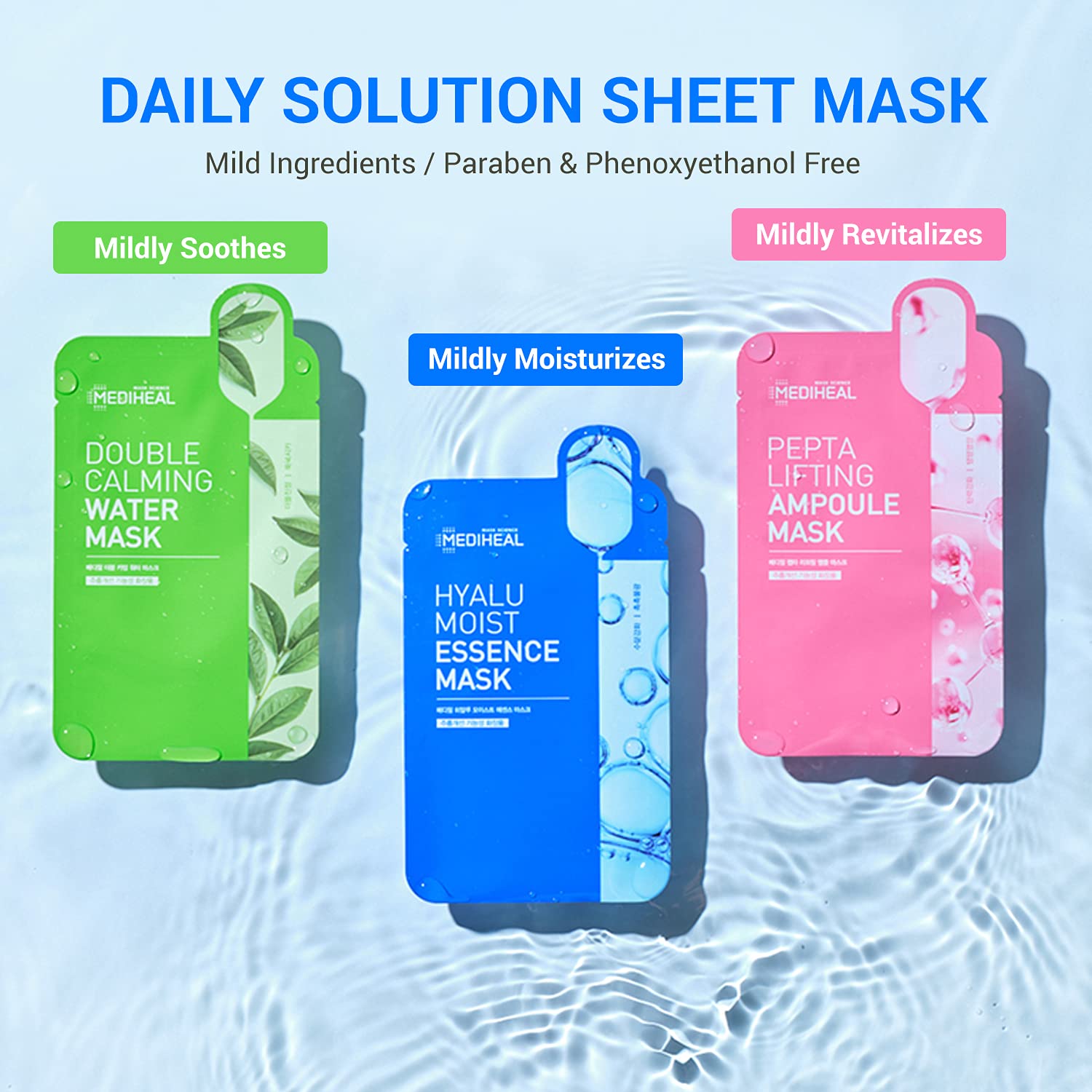 Mediheal Pepta – Máscara de ampolla de levantamiento de péptidos y colágeno, hoja de máscara facial de elevación de péptidos y colágeno,