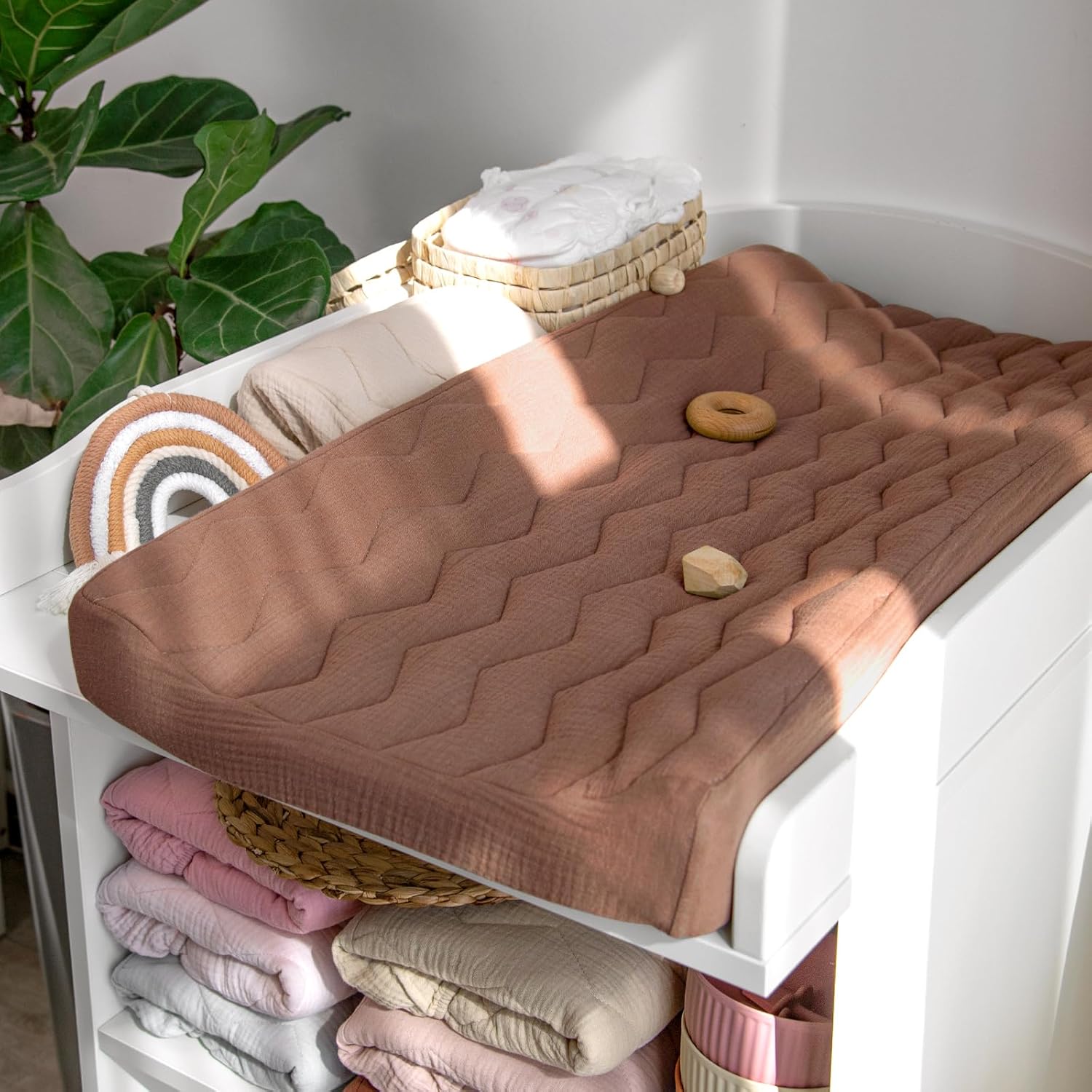 Funda de muselina para cambiador Funda acolchada de algodón para cambiador de bebé, sábanas suaves para niños y niñas