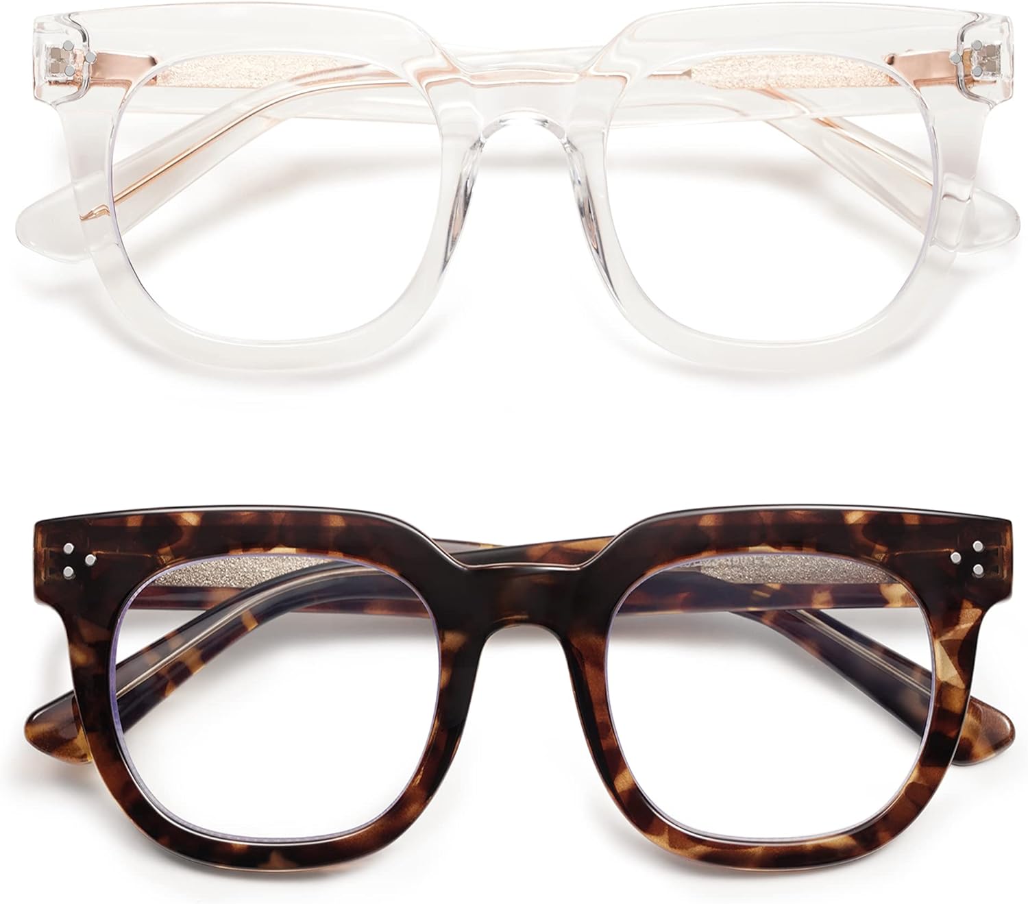 AMOMOMA Anteojos de lectura retro de gran tamaño con bloqueo de luz azul para mujeres y hombres, computadora cuadrada grande AM6056