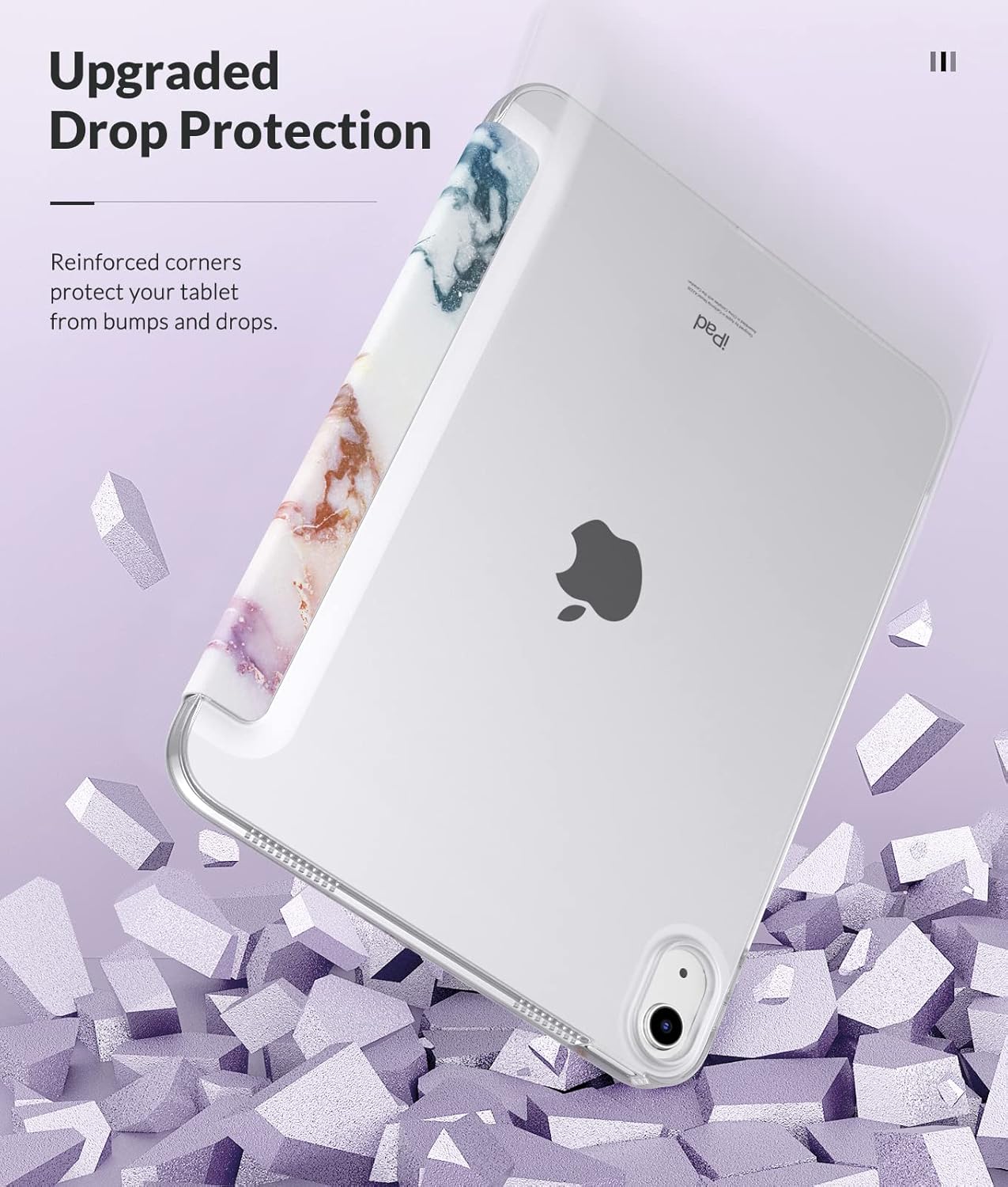 MoKo Funda para iPad de 10 generación 2022, iPad 10.9 con cubierta trasera de TPU suave translúcido esmerilado, funda protectora delgada con función
