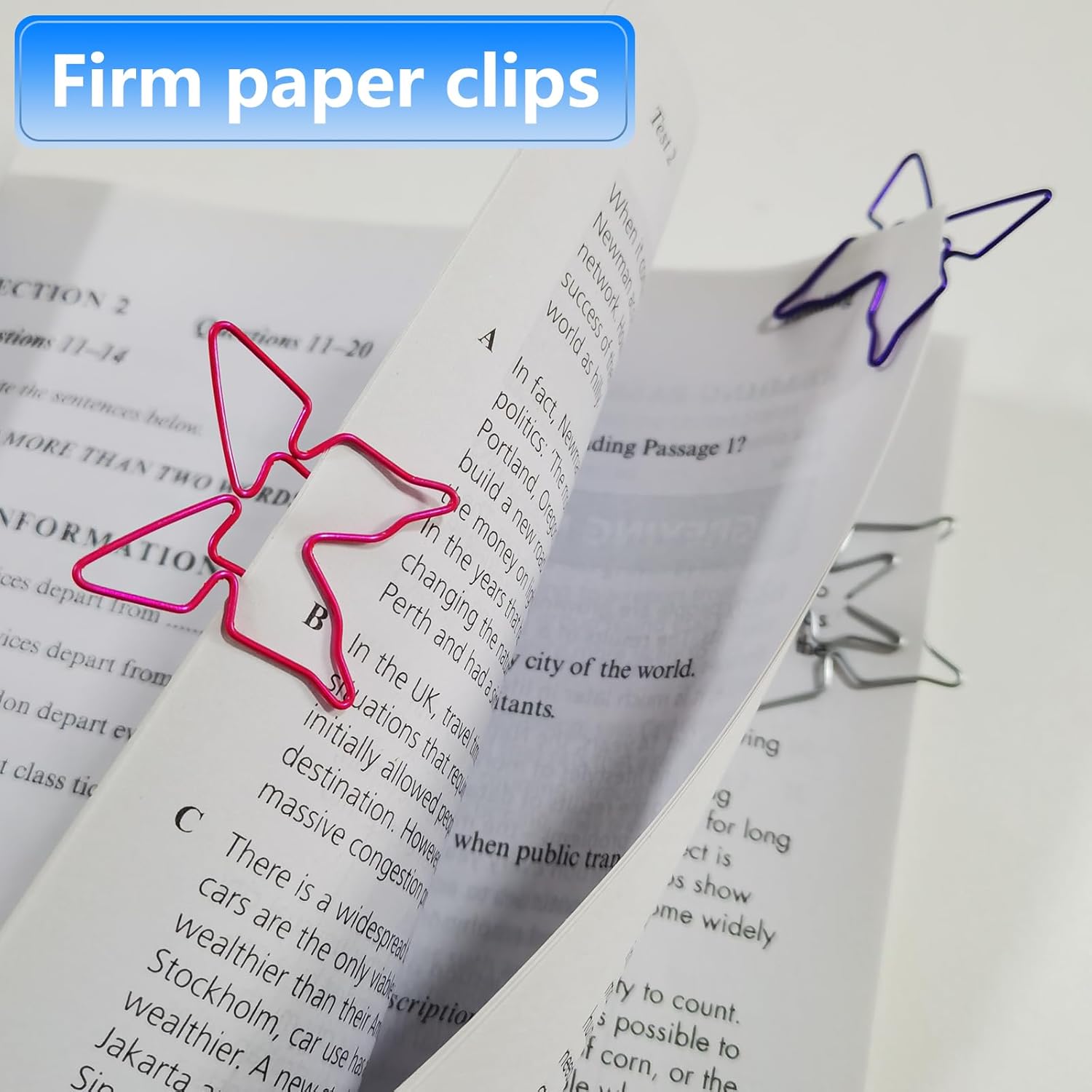 40 clips de papel en forma de mariposa, clip de papel con forma de clip de lazo colorido, carpeta de oficina portátil para suministros escolares de