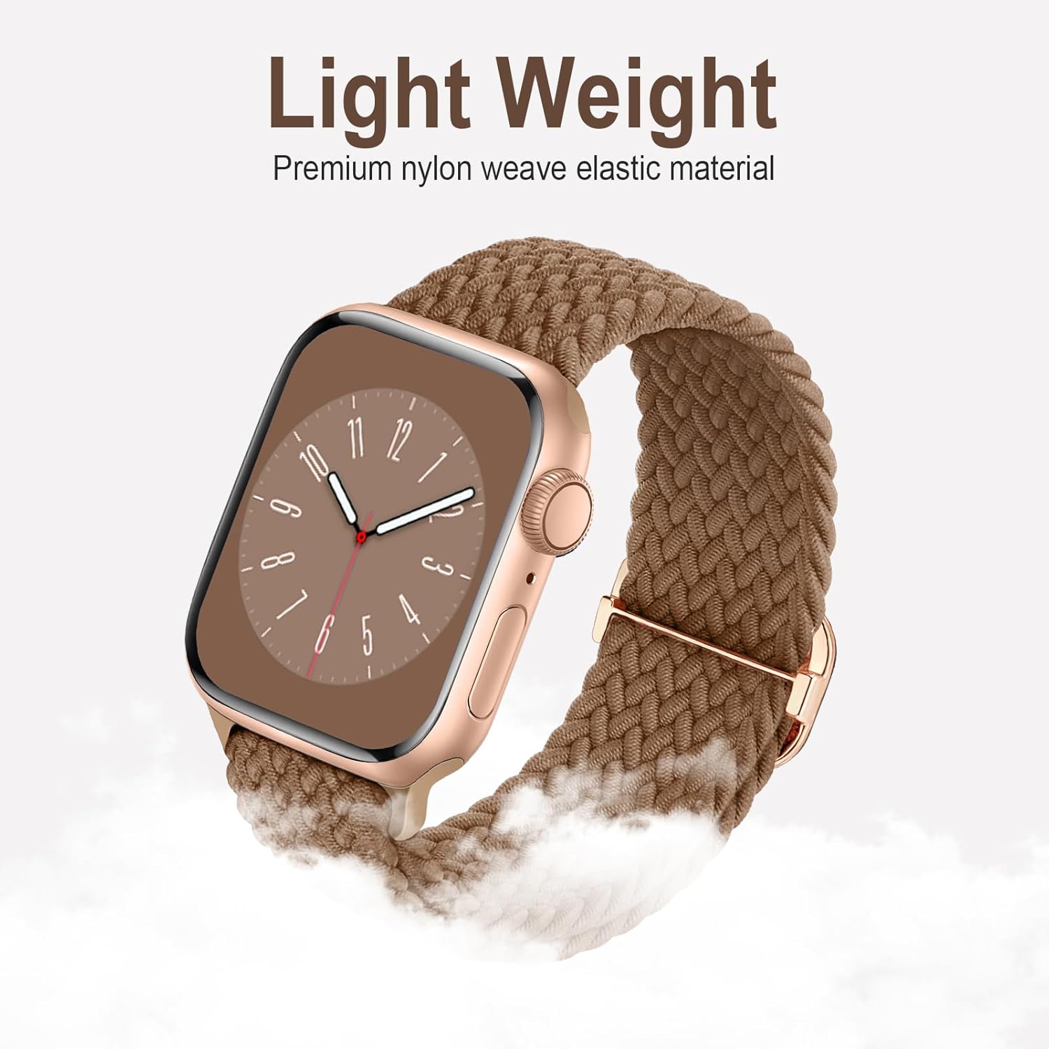 Solo Loop trenzado compatible con Apple Watch Band de 1.496 pulgadas, 1.575 pulgadas, 1.614 pulgadas, 1.654 pulgadas, 1.732 pulgadas, 1.772