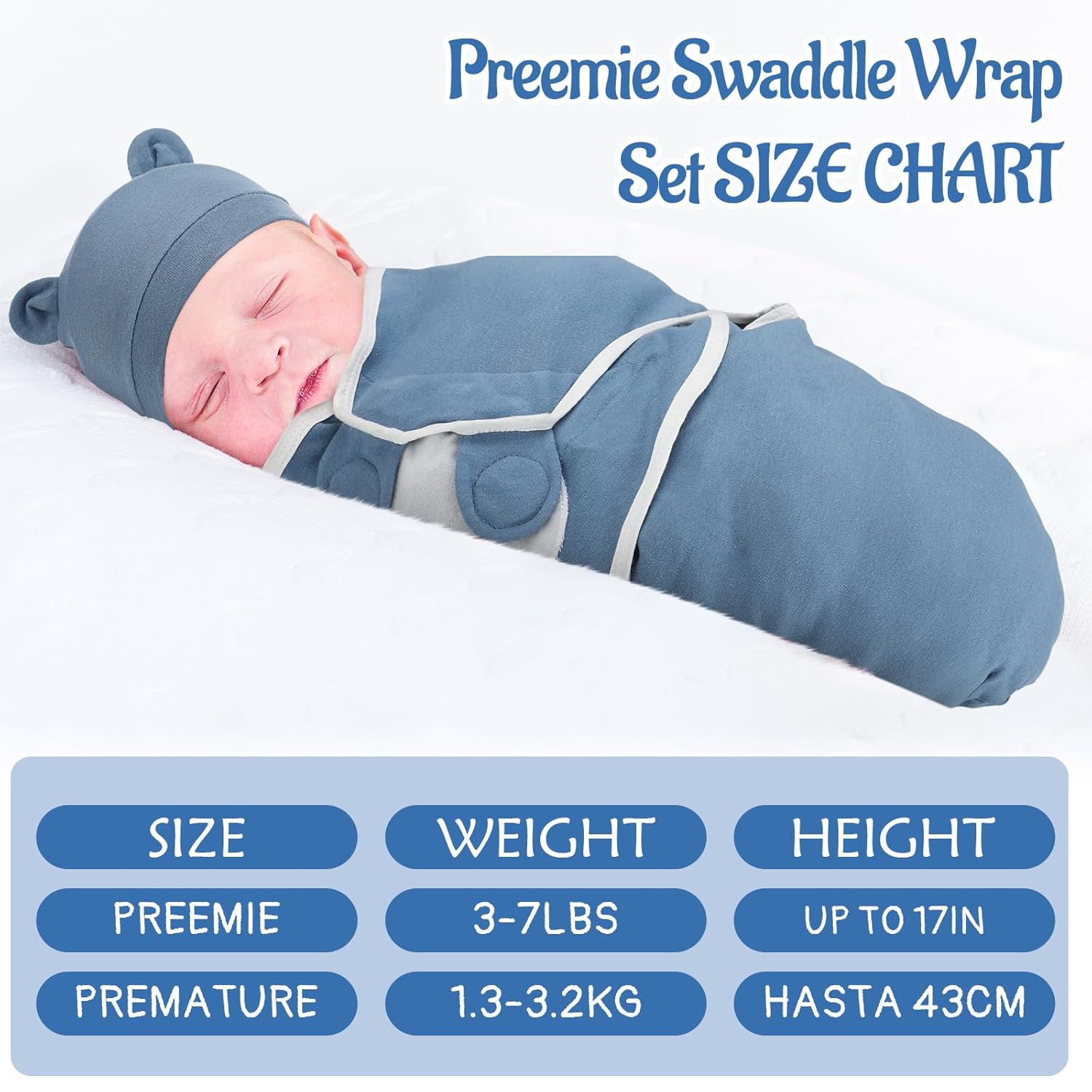 Buryeah Paquete de 4 mantas con gorro para bebés niños y niñas prematuros para bebés y niñas prematuros para bebés de 3 a 7 libras, Bonito estilo.