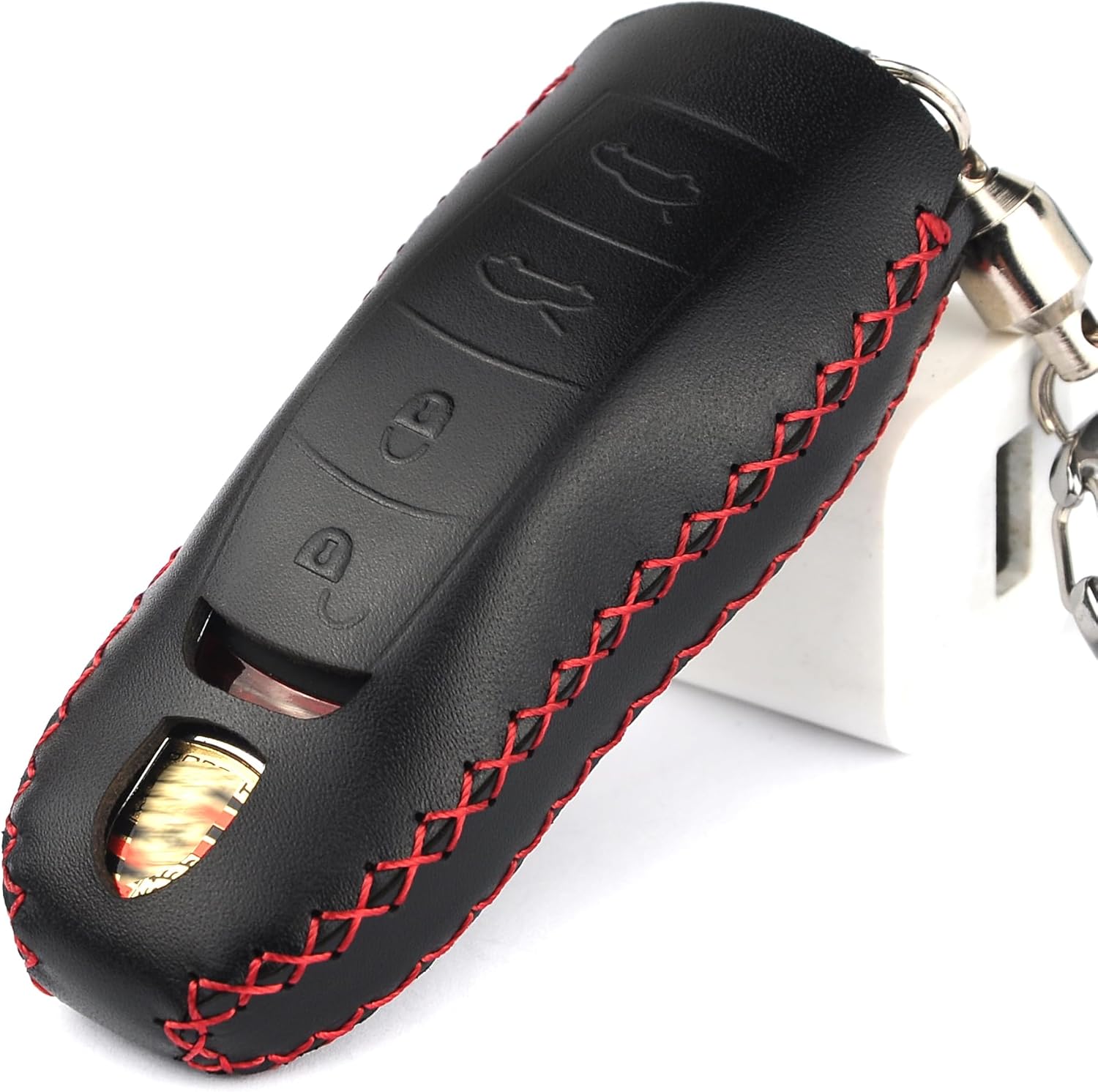 Cadtealir Funda de piel italiana para llavero compatible con Boxster Turbo Porsche Cayenne Panamera Macan Cayman 911