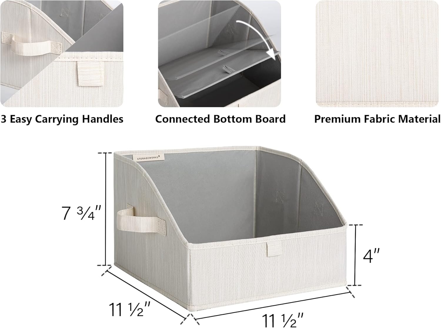 StorageWorks Paquete de 3 contenedores de almacenamiento trapezoidales plegables con 2 cajas de almacenamiento decorativas