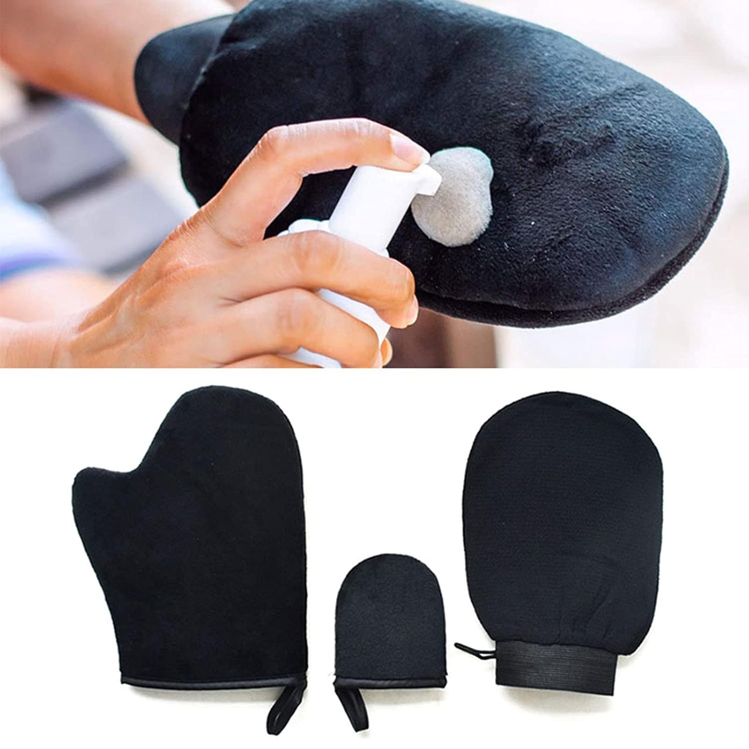 3 unidsset guantes de spa colgante diseño de cuerda a prueba de humedad súper flexible exfoliante auto bronceado guante para un