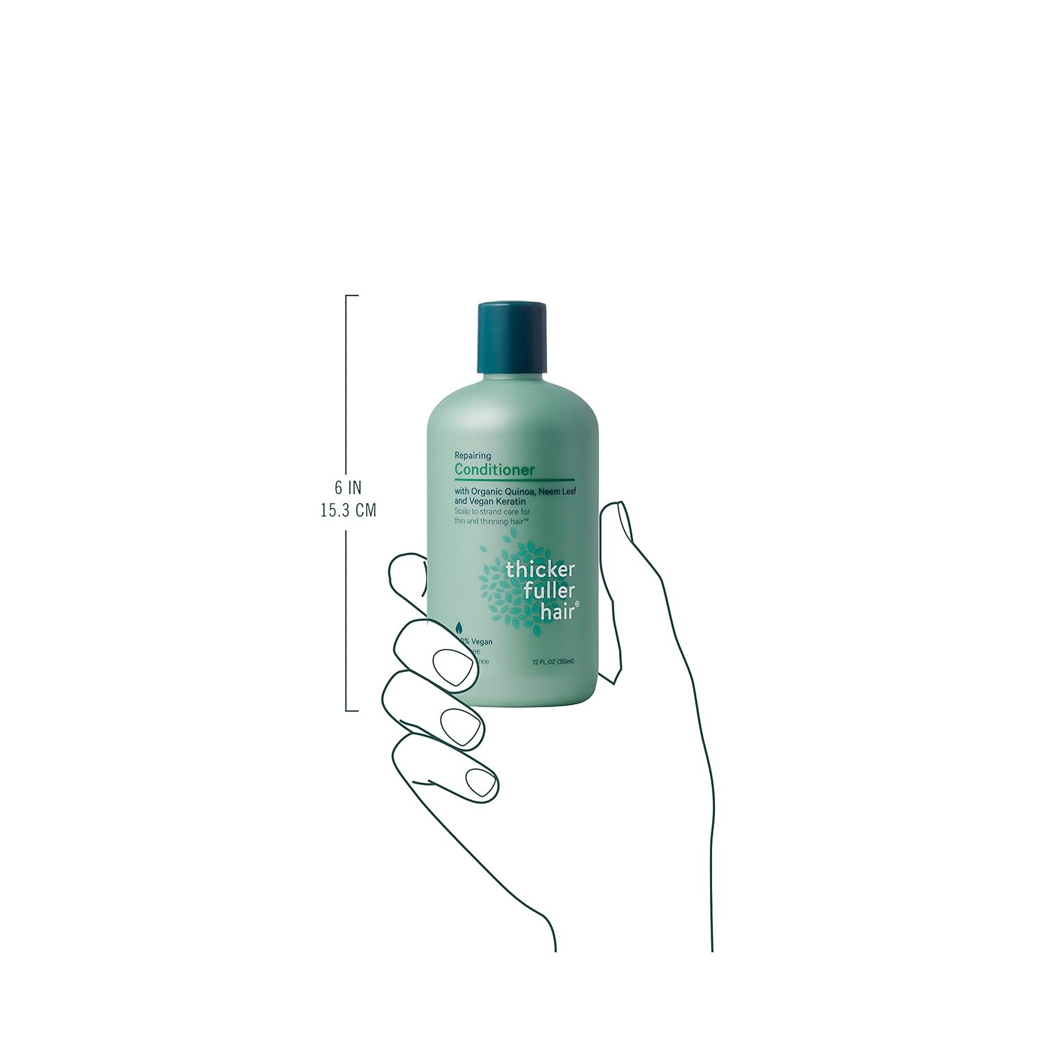 Thicker Hair Care Thicker Fuller Hair Acondicionador reparador, 12 onzas, verde (819933011744)