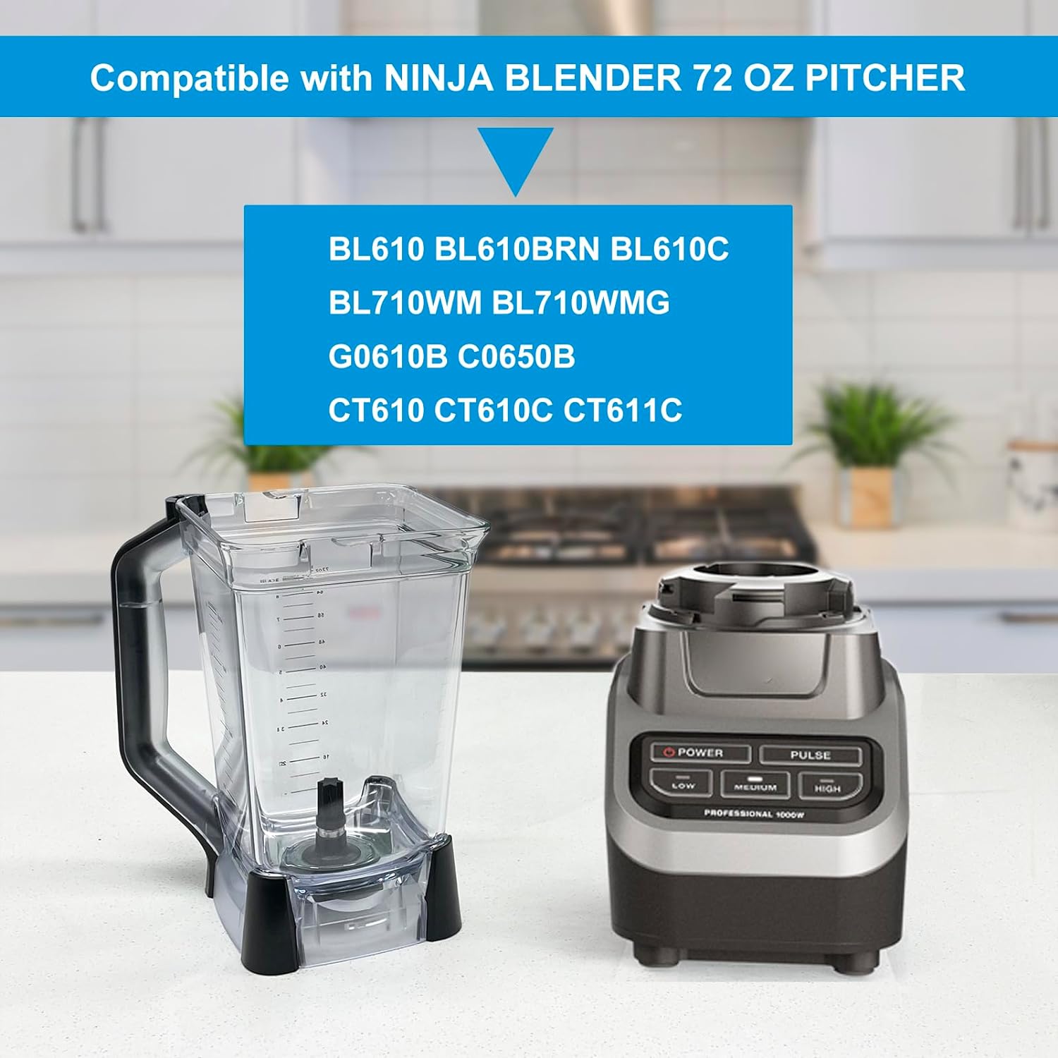 Piezas de licuadora para Ninja 72 oz (9 tazas) XL Pitcher BL610 BL710
