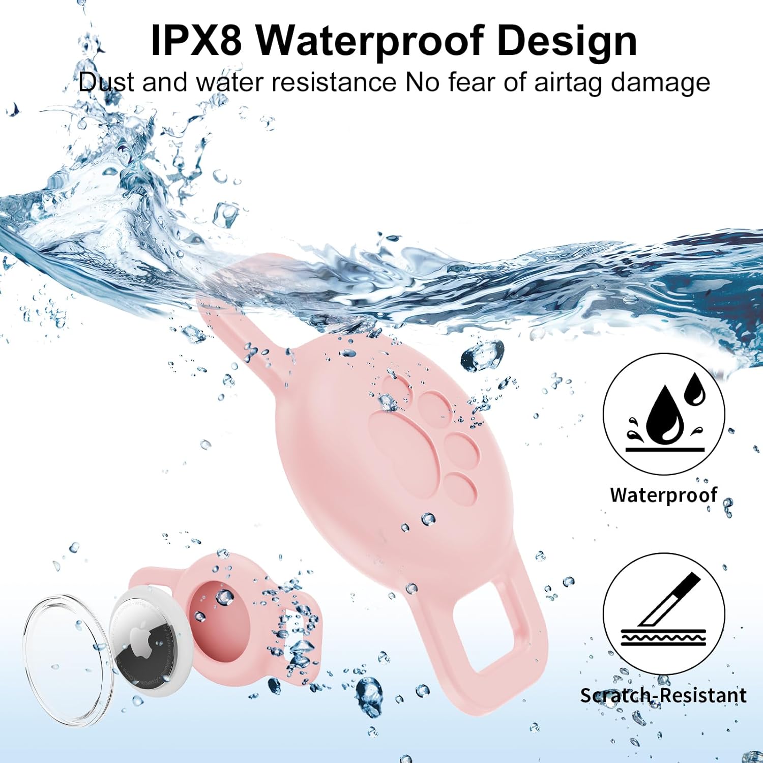 Paquete de 2 soportes para Airtag para collar de gato, soporte impermeable IPX8 para collar de gato, soporte Airtag para perros pequeños para Apple