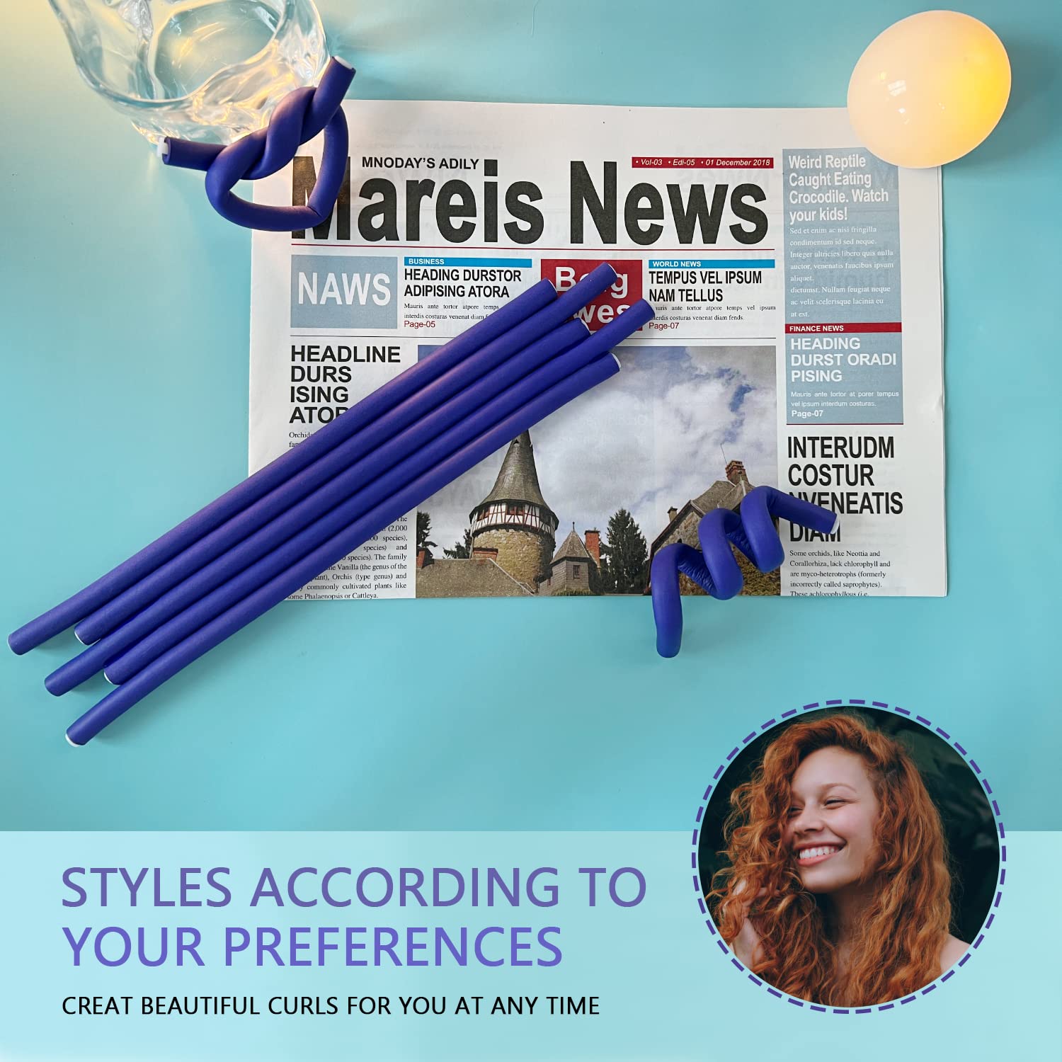 60 varillas flexibles para rizar, de espuma giratoria, sin calor, rodillos de pelo y peine de cola de rata de acero para cabello largo y corto, para