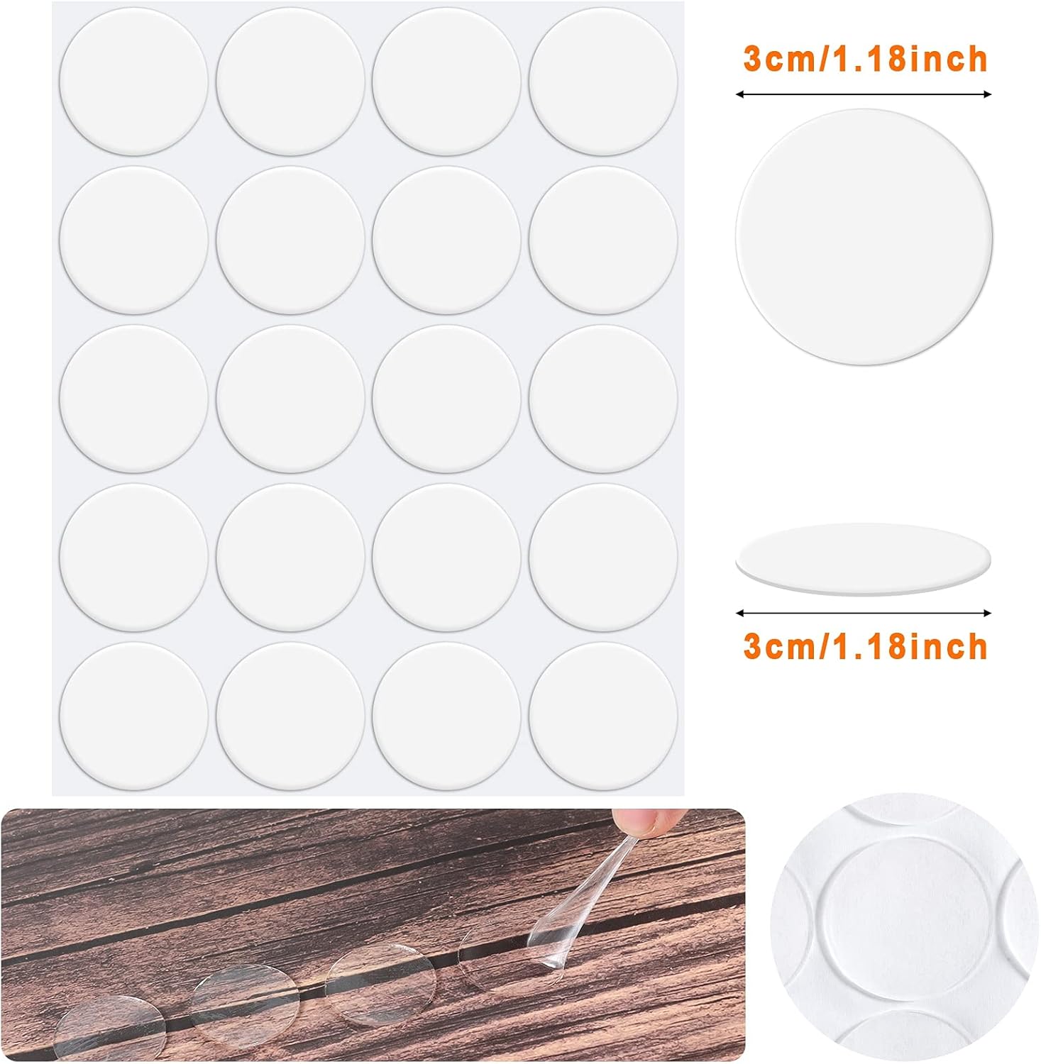 Adhesivos adhesivos de doble cara transparentes de doble cara con cinta adhesiva redonda de acrílico sin rastros, adhesivo resistente al agua,