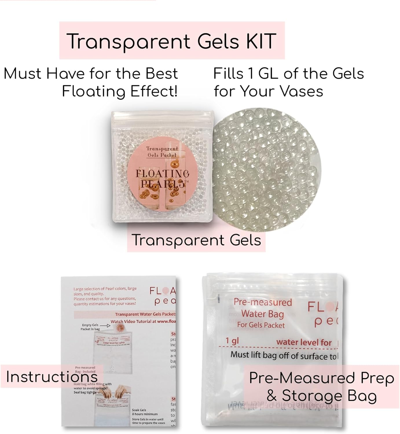 50 tonos flotantes de hojas de otoño brillantes, madres, perlas, guijarros, rellenos de 1 galón para jarrones, con gel transparente medido, kit