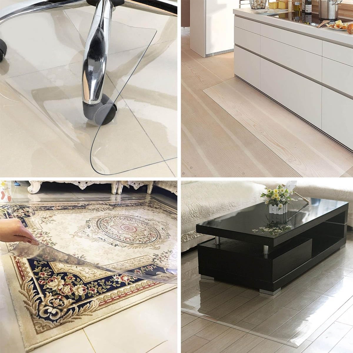 Tapete para silla de oficina de 0.06 pulgadas para suelo alfombrado, 36 x 48, 48 x 59, 71 x 87 pulgadas, tapete de plástico para silla, protector de