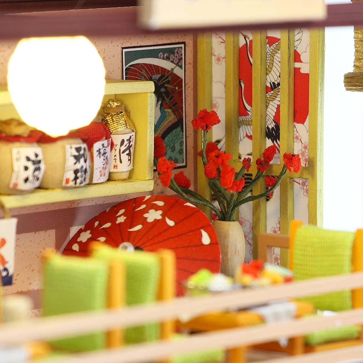 GuDoQi Kit de casa de muñecas en miniatura, kit de casa pequeña con muebles, kit de casa en miniatura a escala 124, tienda de estilo japonés, gran