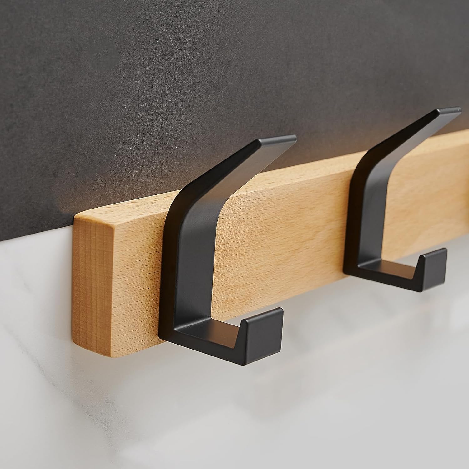 Perchero de pared  Perchero de madera de aluminio de 15.7 pulgadas con 4 ganchos resistentes para colgar ganchos resistentes para colgar toallas