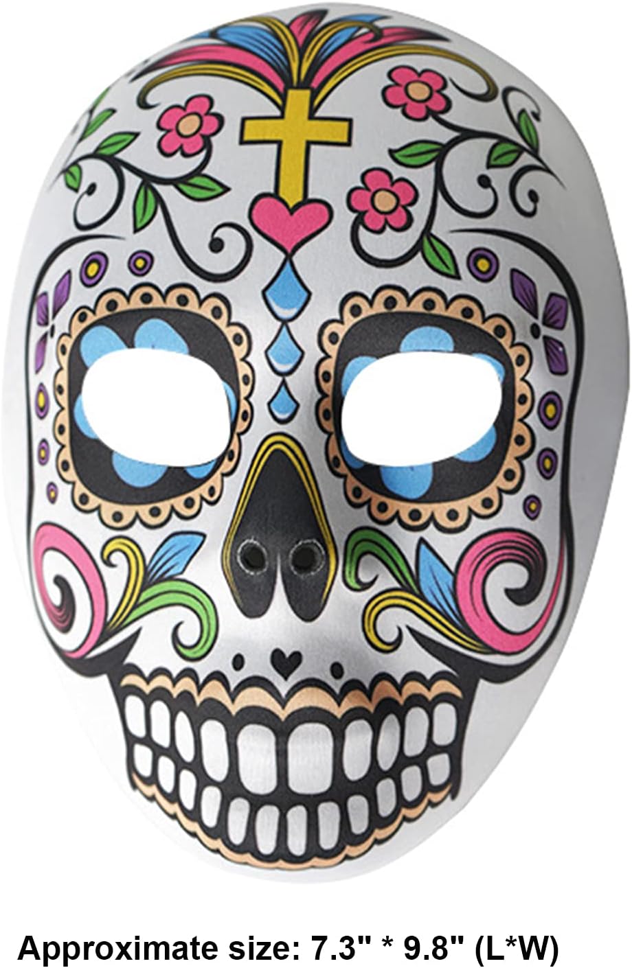 2 máscaras de calavera de azúcar del Día de los Muertos, máscara de cara completa para mujer, esqueleto zombi, hueso, flor, hoja, máscara para