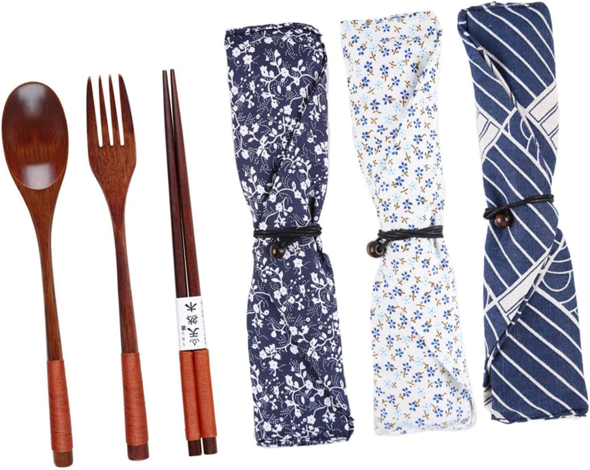 Juego de utensilios coreanos de tres piezas, vajilla de camping, utensilios para niños, kit de cubiertos de viaje, juego de cubiertos japoneses, kit