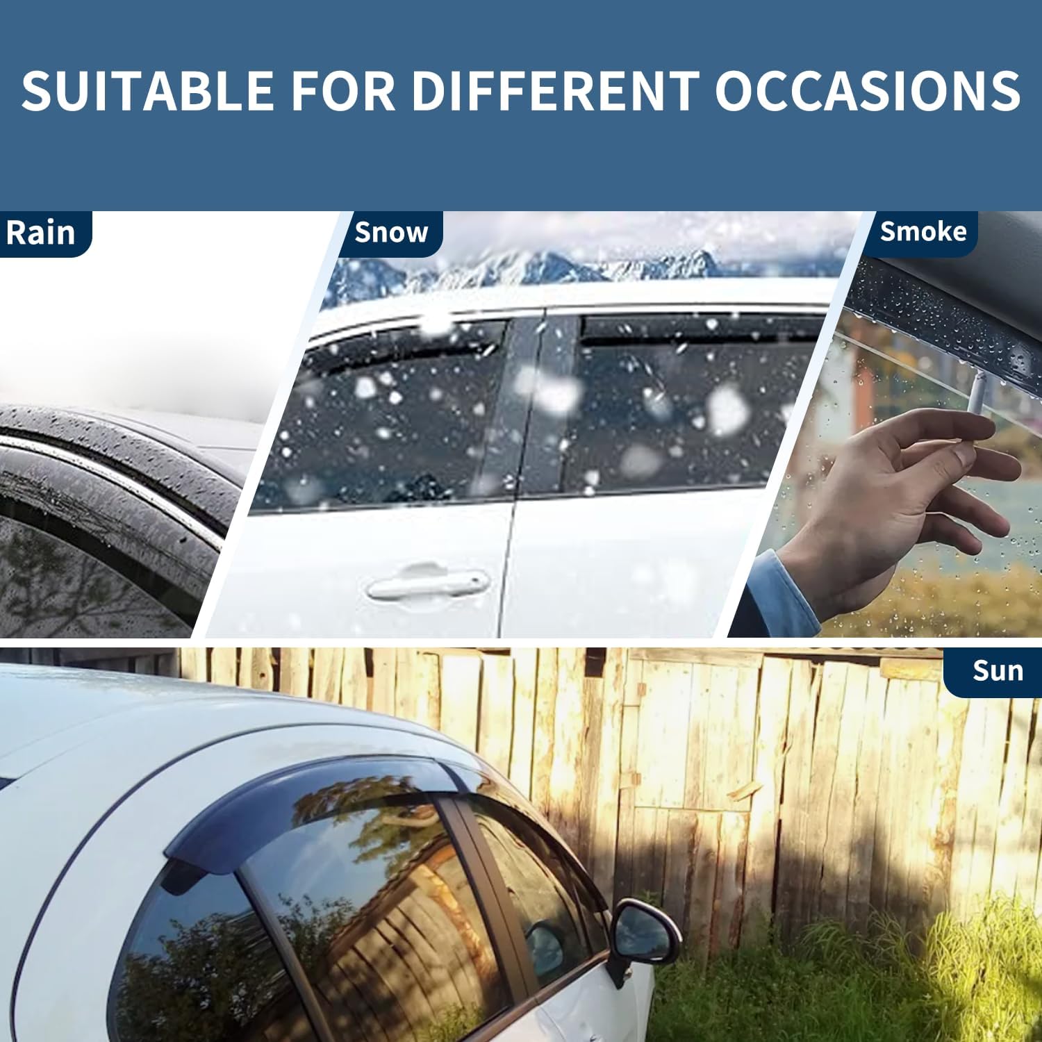 4 protectores de lluvia para ventana, deflector de viento para Honda CR-V (CRV) SUV 2017-2022, pantalla de ventilación de montaje exterior delantera