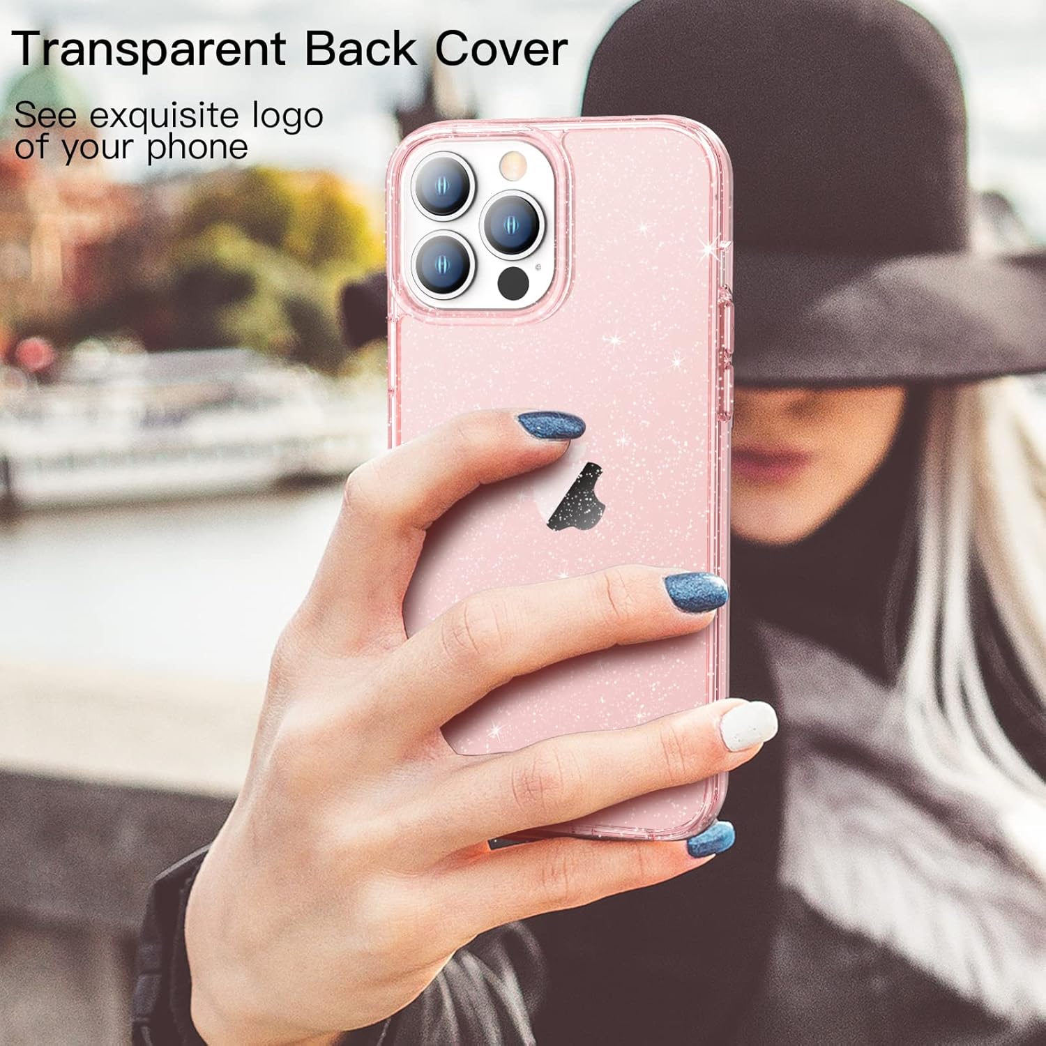 JETech Funda con purpurina para iPhone 13 Pro de 6.1 pulgadas, a prueba de golpes, bonita y brillante para mujeres y niñas (rosa)