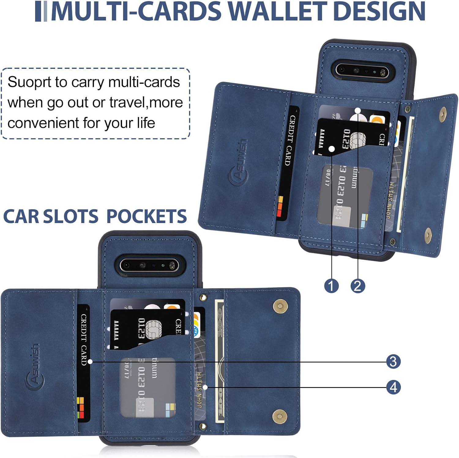 Asuwish Funda de teléfono para LG V60 ThinQ V60ThinQ 5G G9 Thin Q Wallet Cover con protector de pantalla de vidrio templado y soporte de tarjeta de