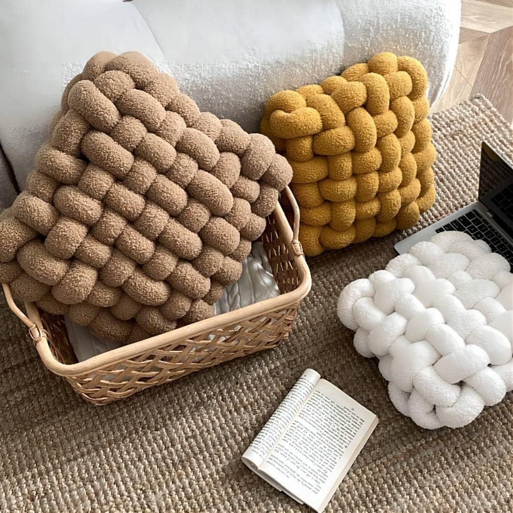 Almohada cuadrada de felpa con nudo, cojín de peluche para decoración del hogar, oficina, sofá, jardín, automóvil, almohadas para habitación de
