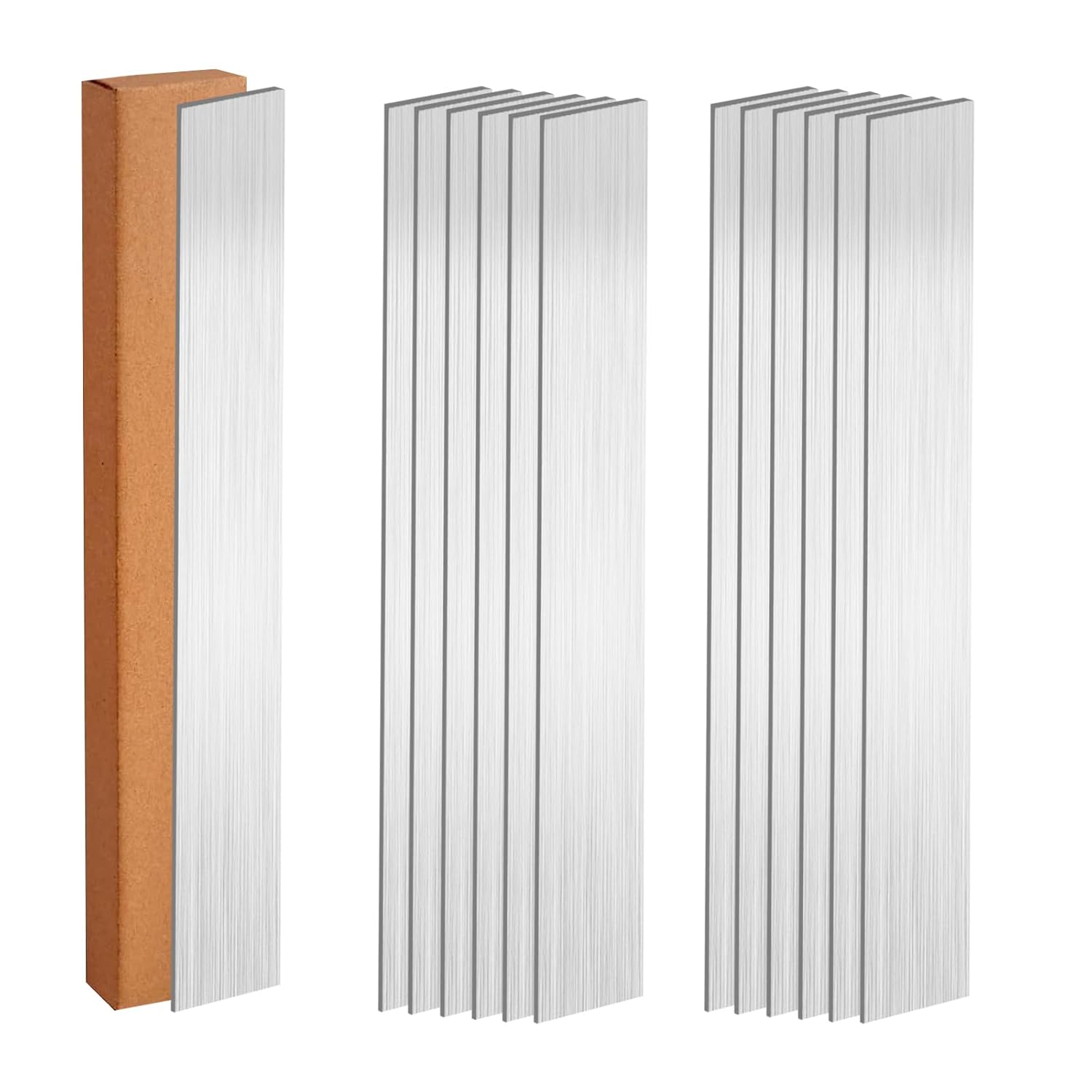Paquete de 12 tiras de metal de 2 x 12 pulgadas, tiras de metal de acero inoxidable 304, kit de adornos decorativos de 20 gas