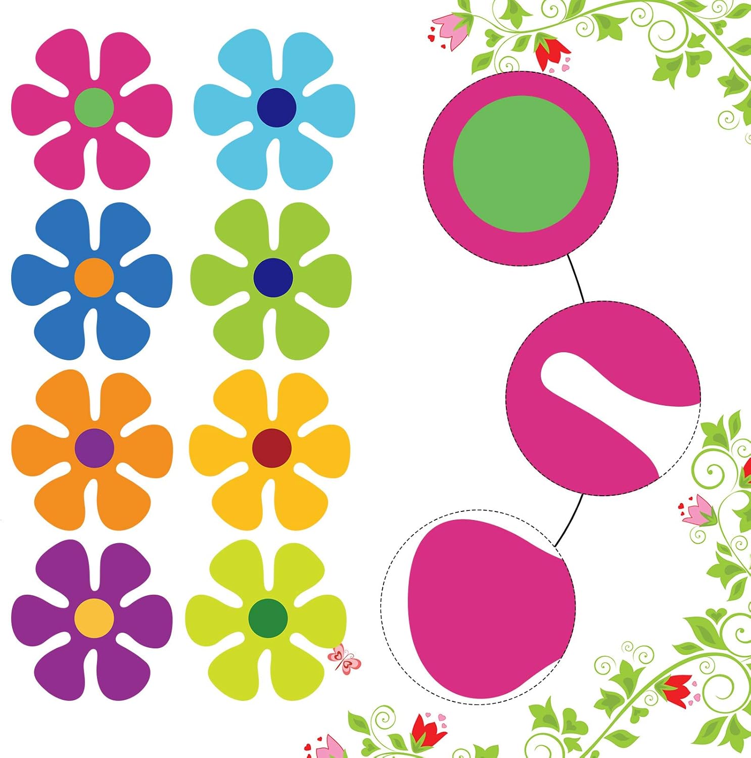 Imán de flores para automóvil, divertidas calcomanías magnéticas para decoración de refrigerador, imanes de los años 60 para automóvil, puerta del