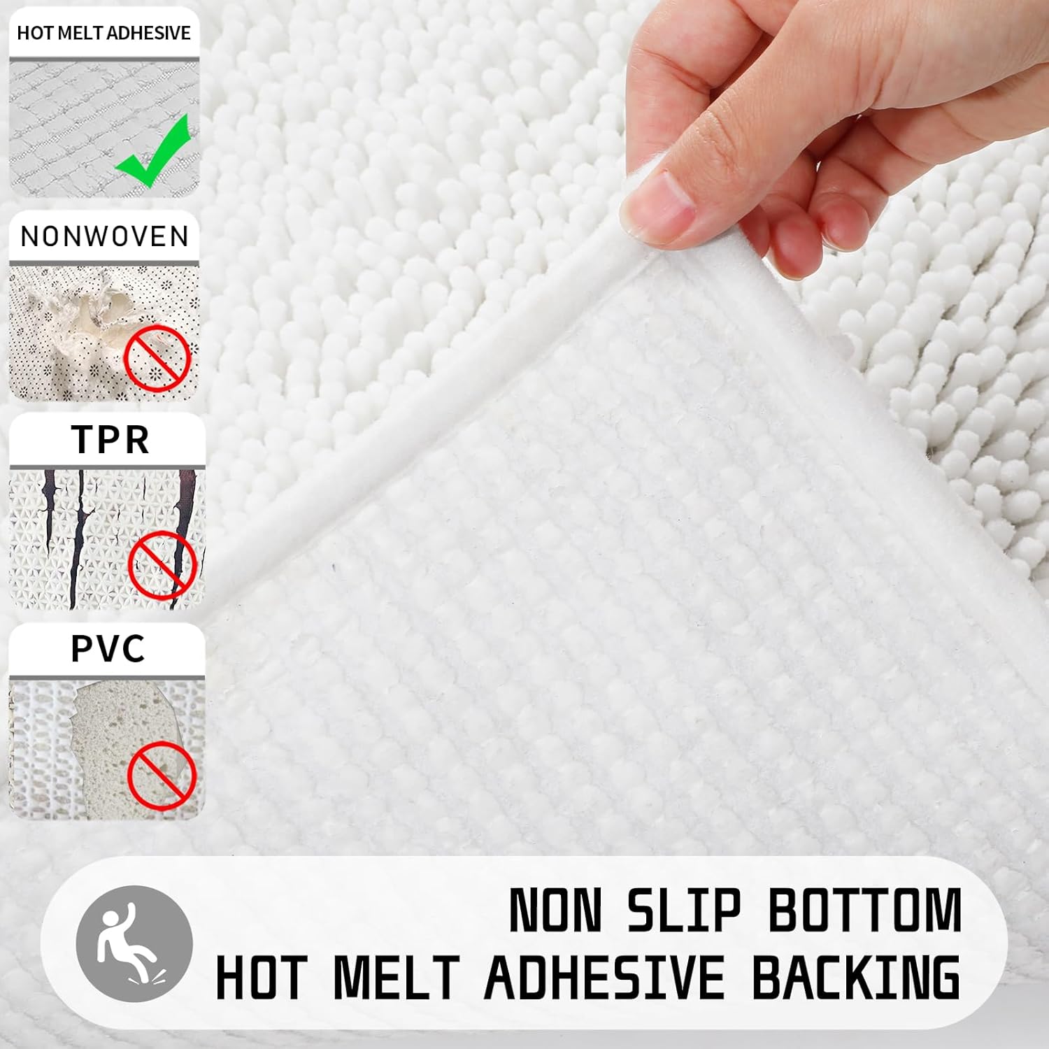 Yimobra Chenille Bathroom Rug, 24×17, Extra Soft Absorbent Bath Rugs, Non-Slip, Bath Mats for Bathroom Floor, Water Absorbent, Machine Washable,