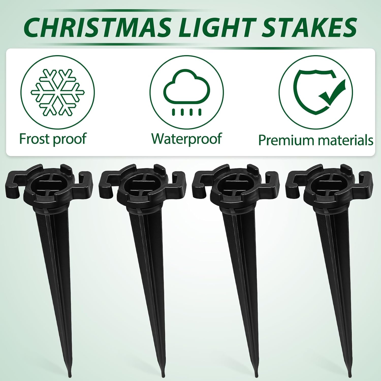CXLHO Juego de 50 estacas de luz de plástico, estacas de Navidad de 4.5 pulgadas para luces de Navidad C7 C9 al aire libre, estacas de luz de