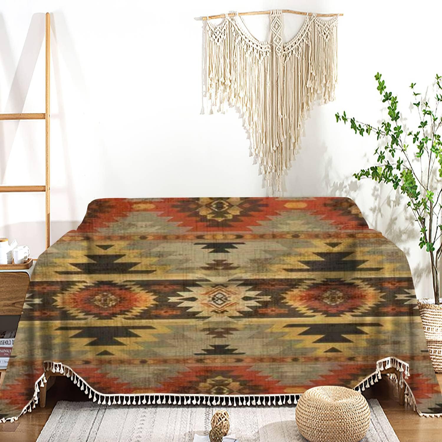 FUIENCFKE Funda de sofá Navajo geométrica sin costuras con estampado étnico nativo americano del suroeste, funda de sofá, toalla, lavable, mantas,