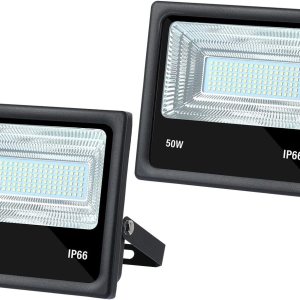 2 luces LED de 12 V CC 50 W 4500 lm 6500 K luz diurna blanca para exteriores, IP65 resistente al agua 2 luces LED de 12 V CC 50 W 4500 lm 6500 K luz diurna blanca para exteriores, IP65 resistente al agua