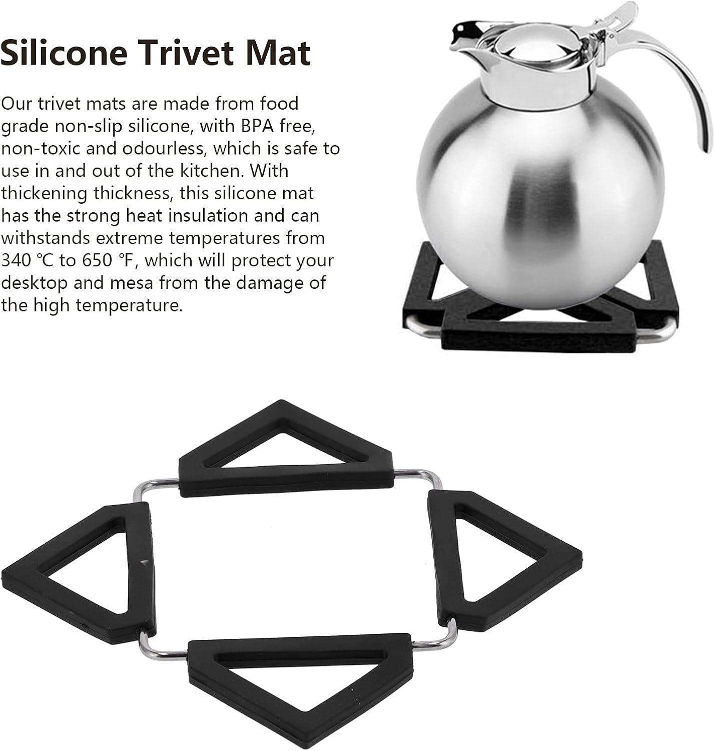 Salvamanteles de silicona para ollas, salvamanteles, soporte para ollas calientes de acero inoxidable, posavasos antideslizantes, aislamiento