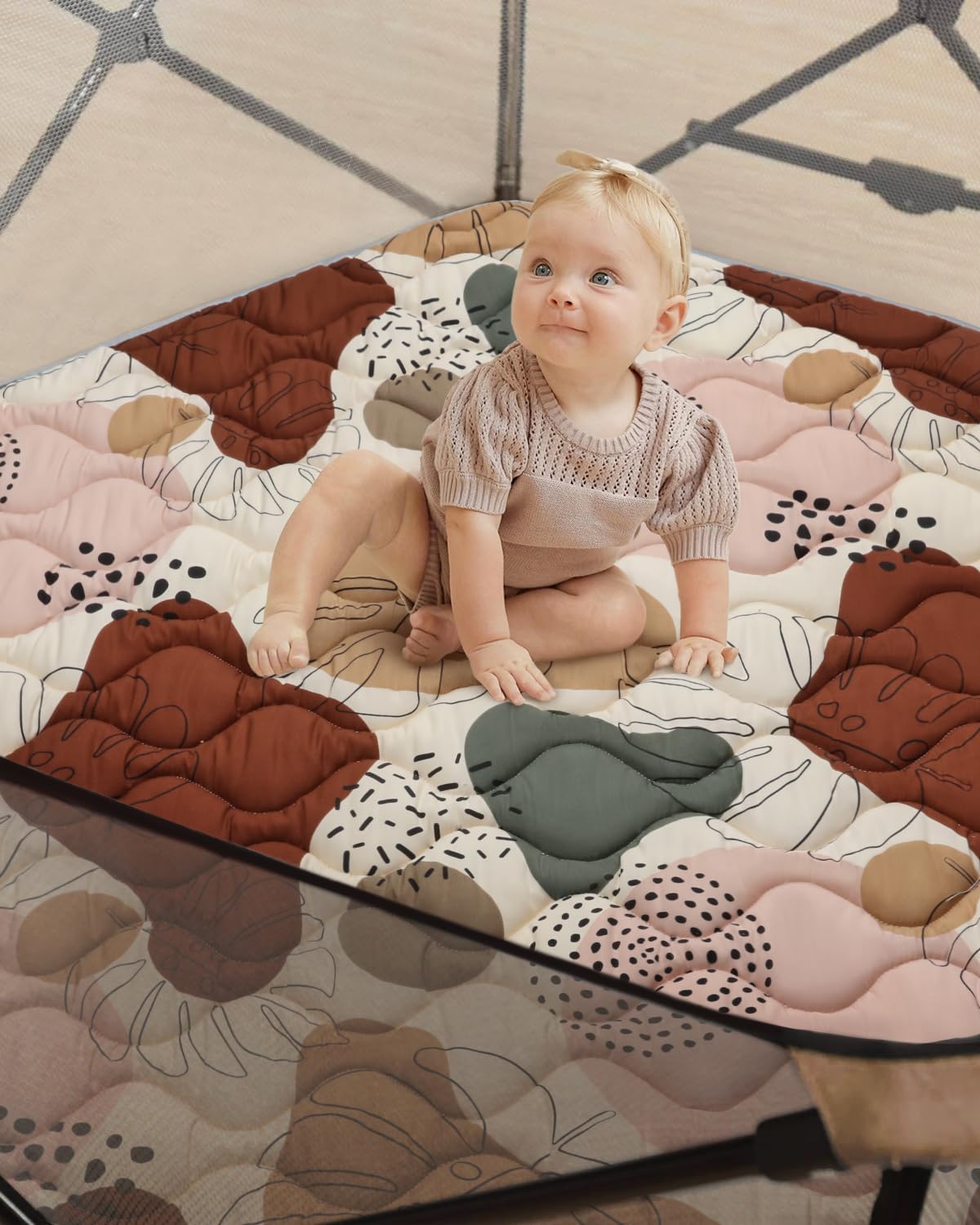 Blissful Diary Tapete hexagonal para corralito de juegos, 52 x 48 pulgadas, suave, se adapta a regalo portátil de 48 pulgadas y corralito Hiccapop