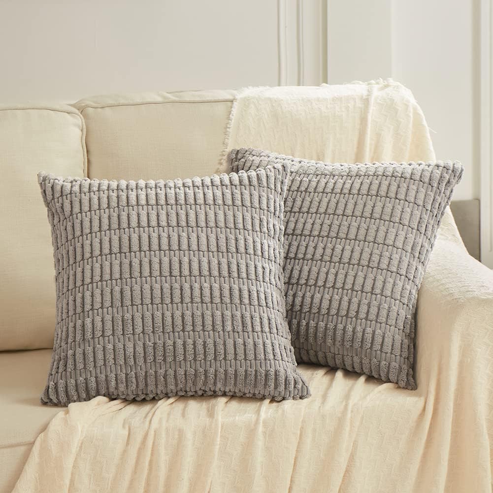 Fancy Homi Fundas de almohada decorativas grises grandes de 24 x 24 pulgadas para sala de estar, sofá, cama, sofá, decoración rústica y bohemia del