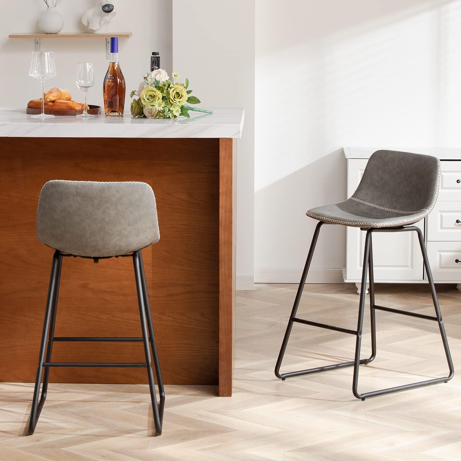 HeuGah Juego de 1 taburetes de bar con altura de mostrador, taburetes de bar modernos para isla de cocina, taburetes de bar de 26 pulgadas de altura