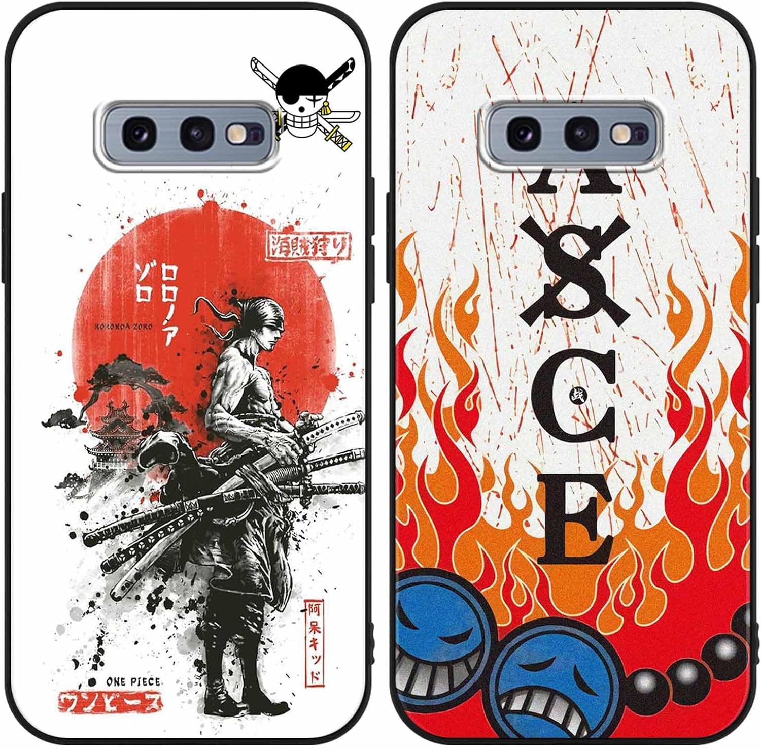 Paquete de 2 fundas de silicona para Samsung Galaxy S10e de 5.8 pulgadas, estampado de personajes de dibujos animados de anime japonés para hombres,