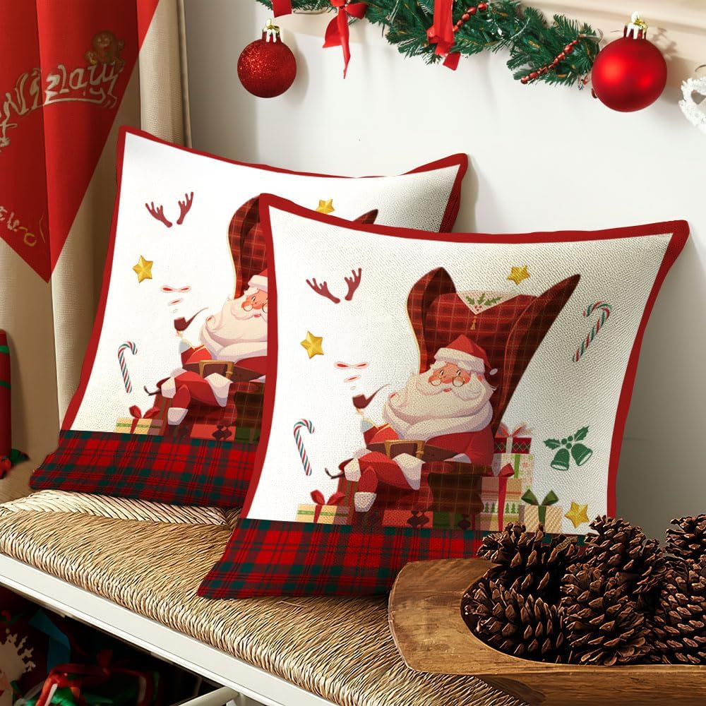 Fundas de almohada decorativas de Navidad, funda de almohada de ciervos de Navidad, funda de almohada de decoración navideña de renos, funda de