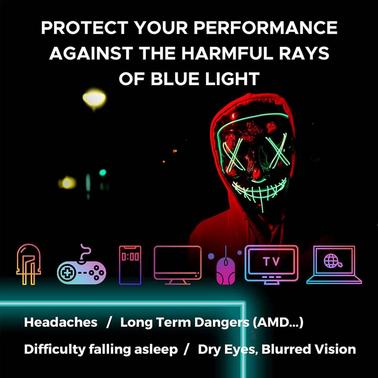 Okany Gafas de bloqueo de luz azul para mujeres y hombres, gafas de videojuegos para videojuegos, Negro –