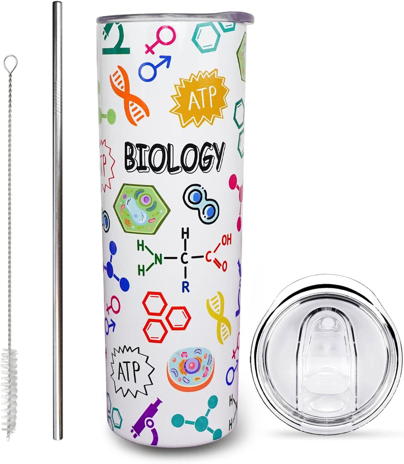 Vaso de biología para profesores de biología, vaso de biología, regalo para profesores de biología, regalo para mujeres y hombres, botella de agua