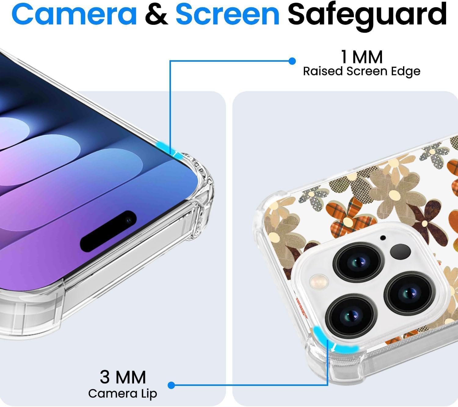 Funda transparente para iPhone 15 Pro con diseño de flores retro, TPU suave, absorción de golpes, diseño delgado en relieve, funda protectora para