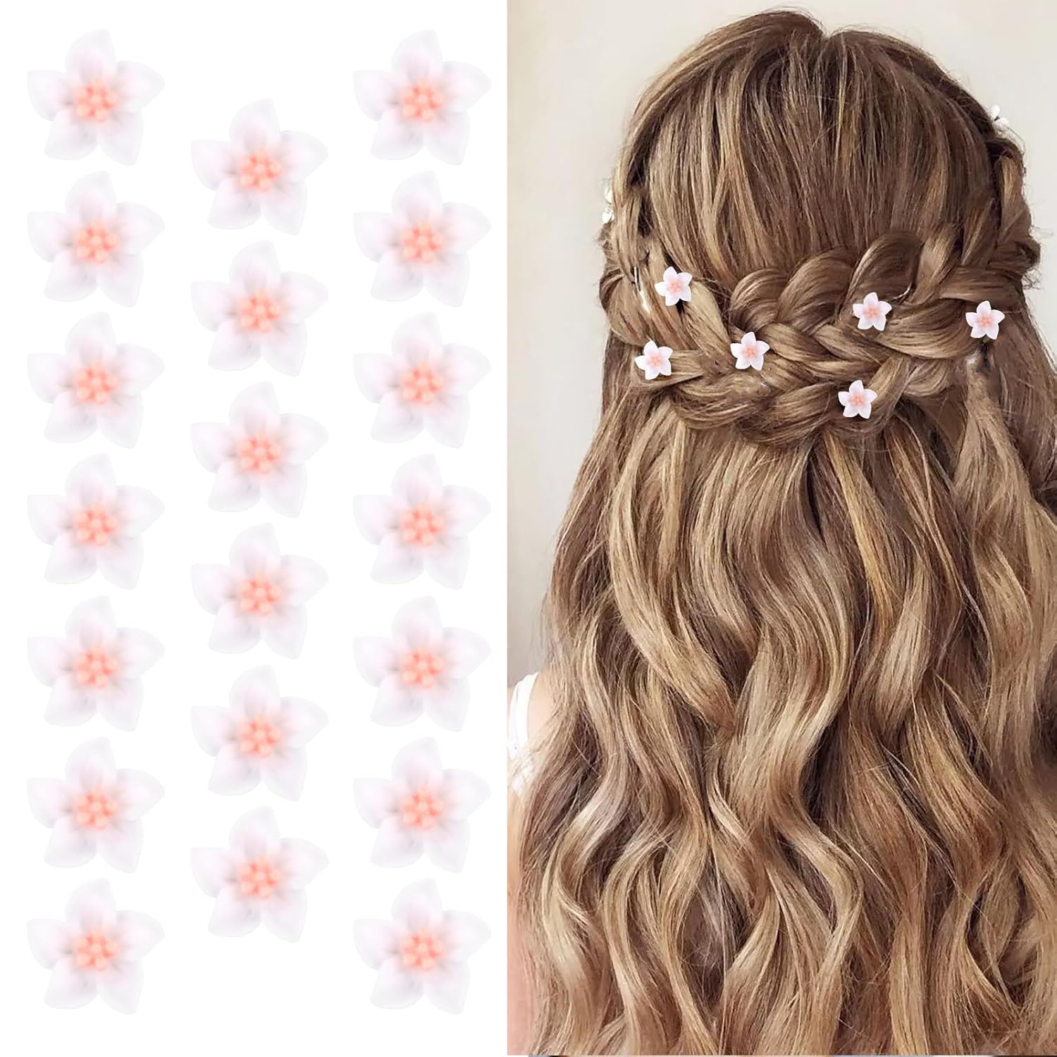 20 pinzas pequeñas para el pelo de flores para niñas y mujeres, lindos clips de flores para el cabello, pasadores de pelo de boda, accesorios para