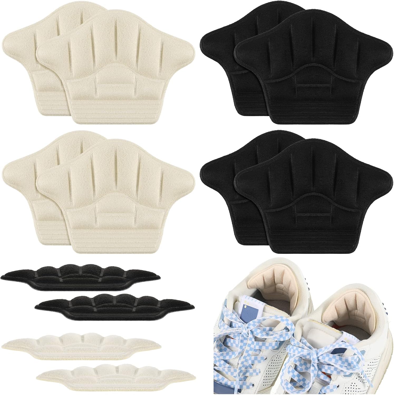 12 empuñaduras de talón para hombres y mujeres, almohadillas de talón para zapatos demasiado grandes, insertos de cojín de talón de cuero para