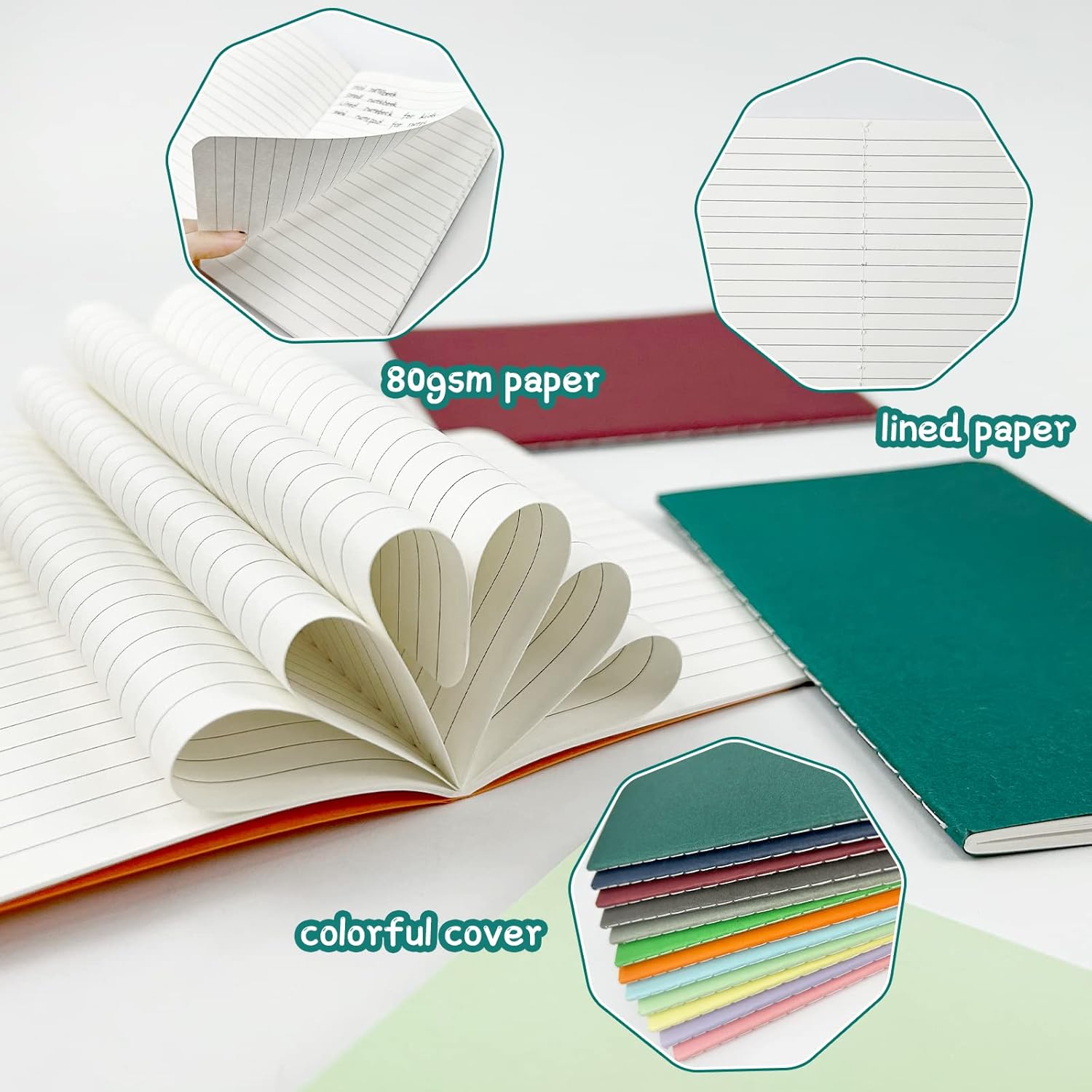 Paquete de 60 cuadernos pequeños, mini cuadernos de bolsillo a granel, diario a granel de 3.5 x 5.5 pulgadas, bloc de notas forrado con cubierta