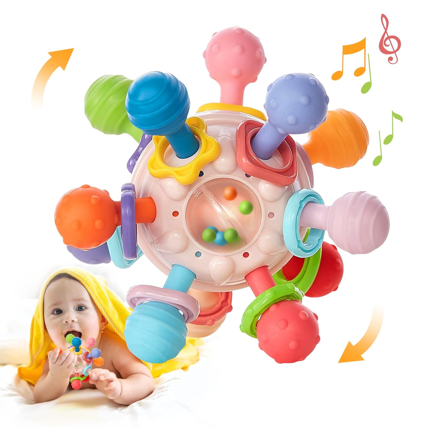 Juguetes sensoriales para la dentición para bebés, mordedores Montessori, regalos para recién nacidos para bebés, niños y niñas de 0, 3, 6, 9, 12,